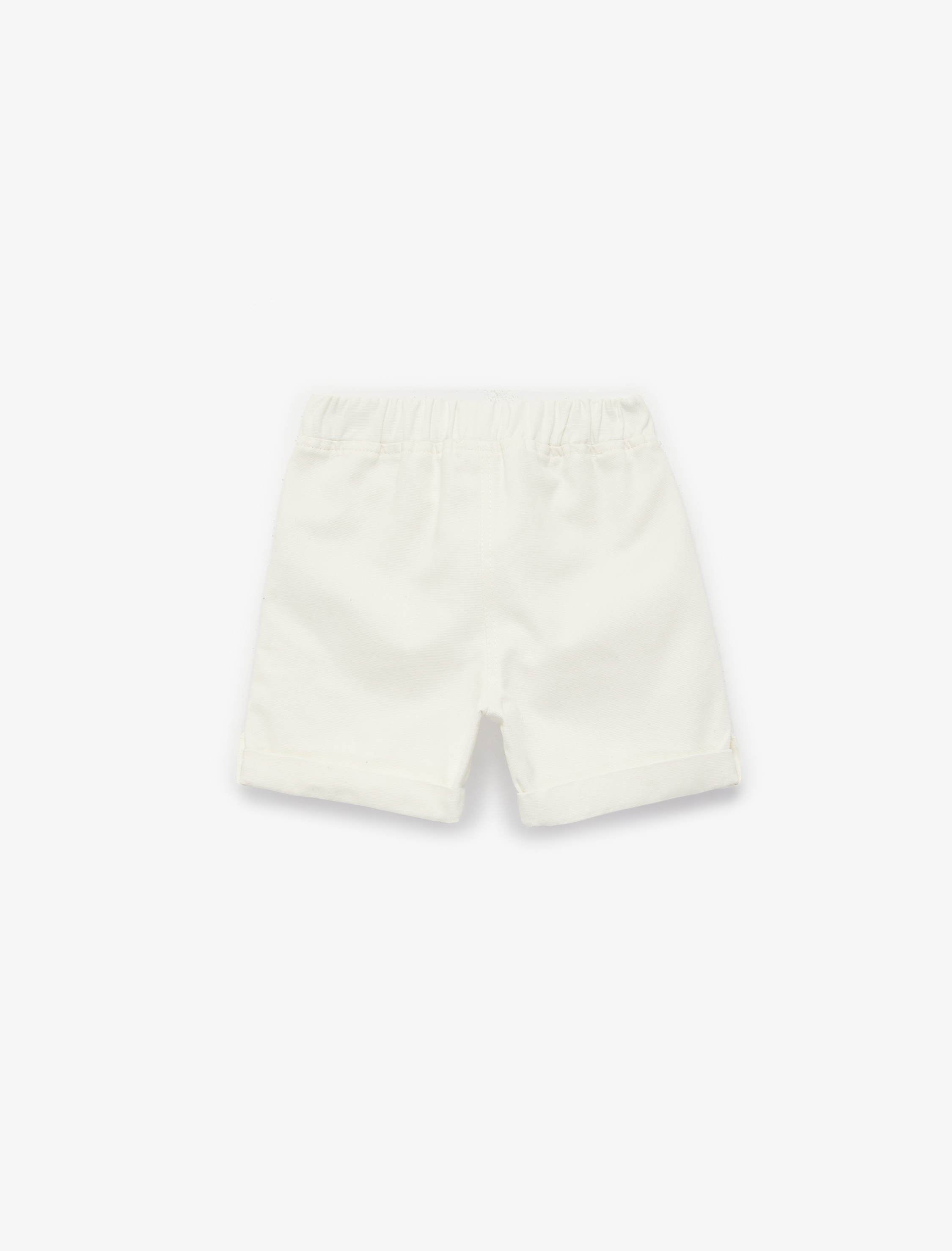  Erkek Bebek Pamuklu Cepli Duble Paça Beli Bağcıklı Gabardin Şort
