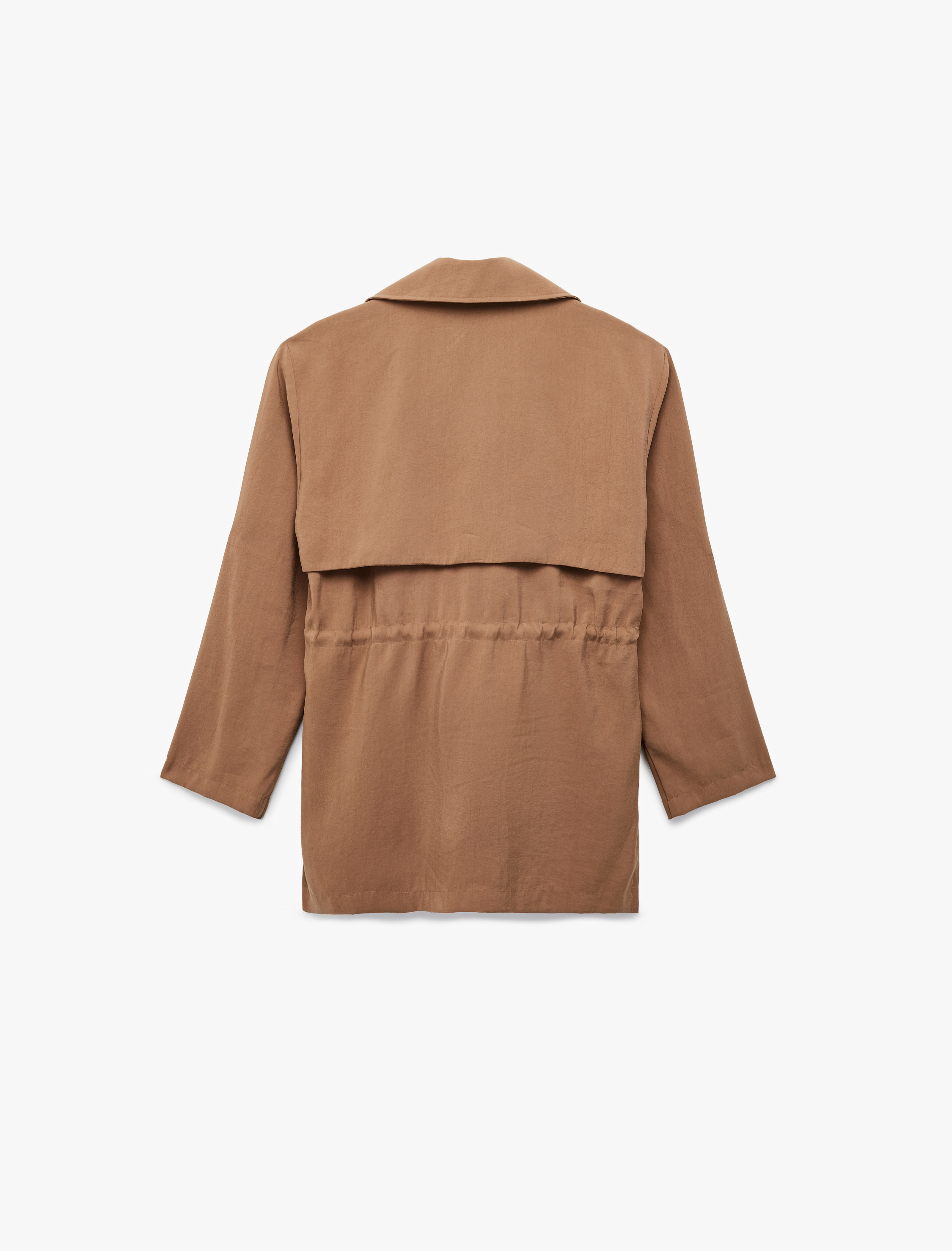   Modal Kumaş Uzun Kollu Kapaklı Cep Detaylı Bağlama Detaylı Oversize Ceket