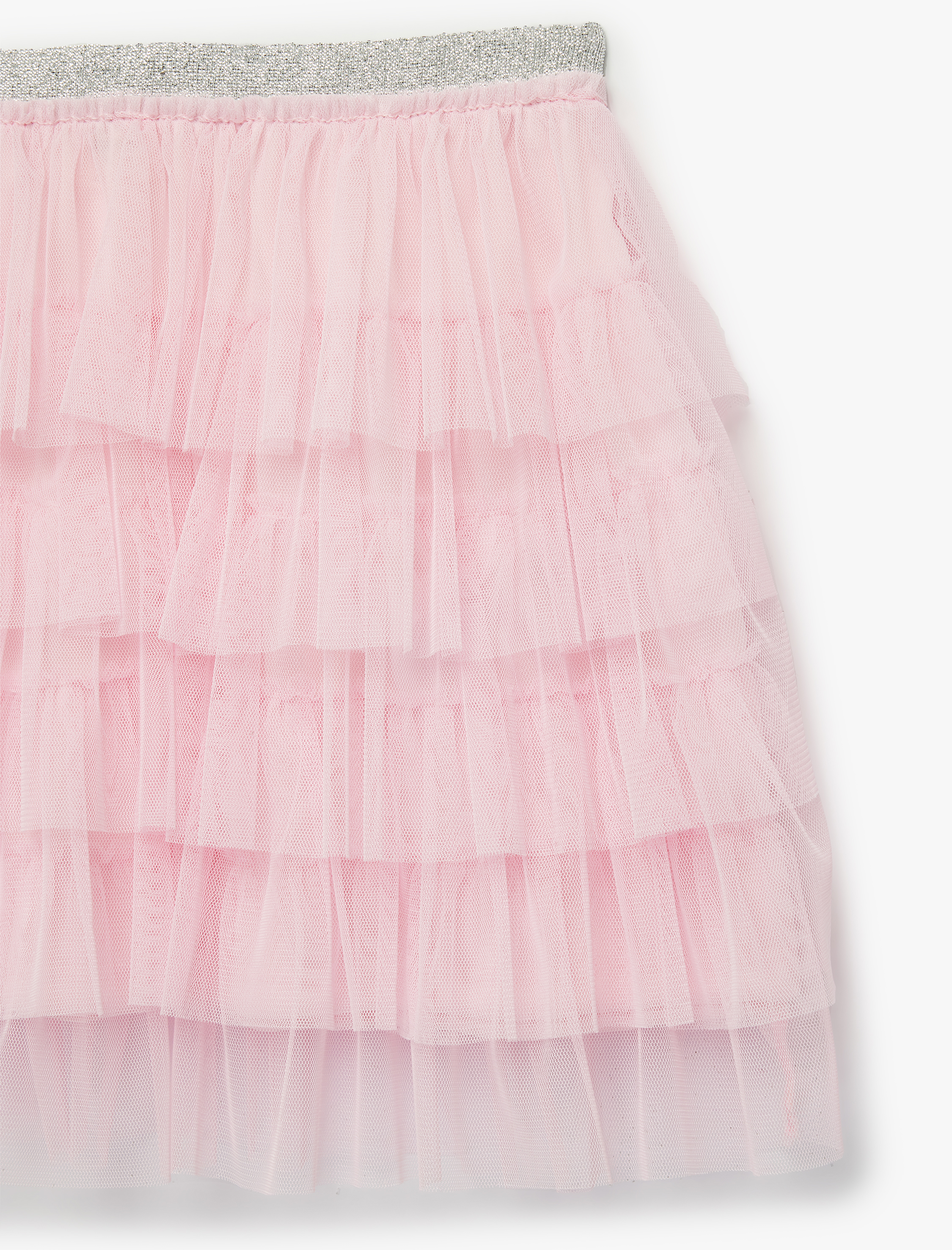  Kız Çocuk Beli Lastikli Simli Katlı Mini Tütü Etek