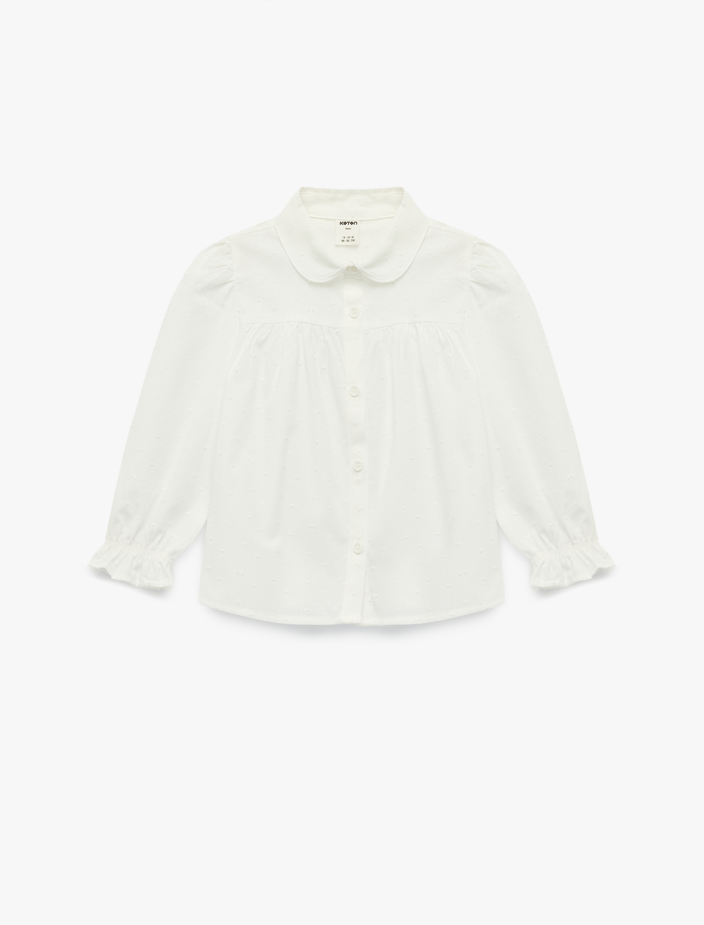  Kız Bebek Pamuklu Uzun Kollu Dokulu Düğmeli Gömlek