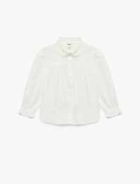 Pamuklu Uzun Kollu Dokulu Düğmeli Gömlek