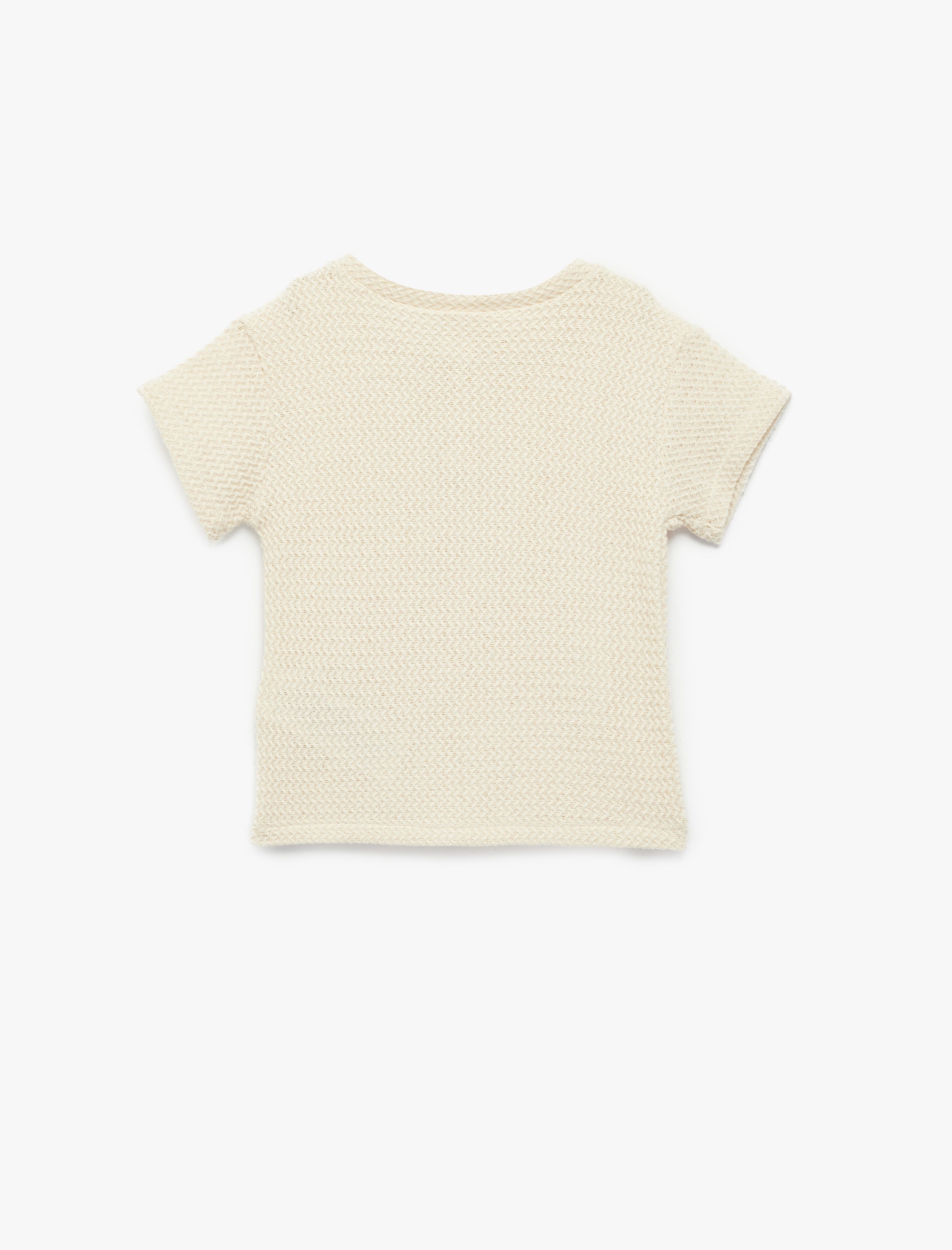  Erkek Bebek Düğmeli Kısa Kollu Dokulu Bisiklet Yaka Pamuklu Oversize Tişört