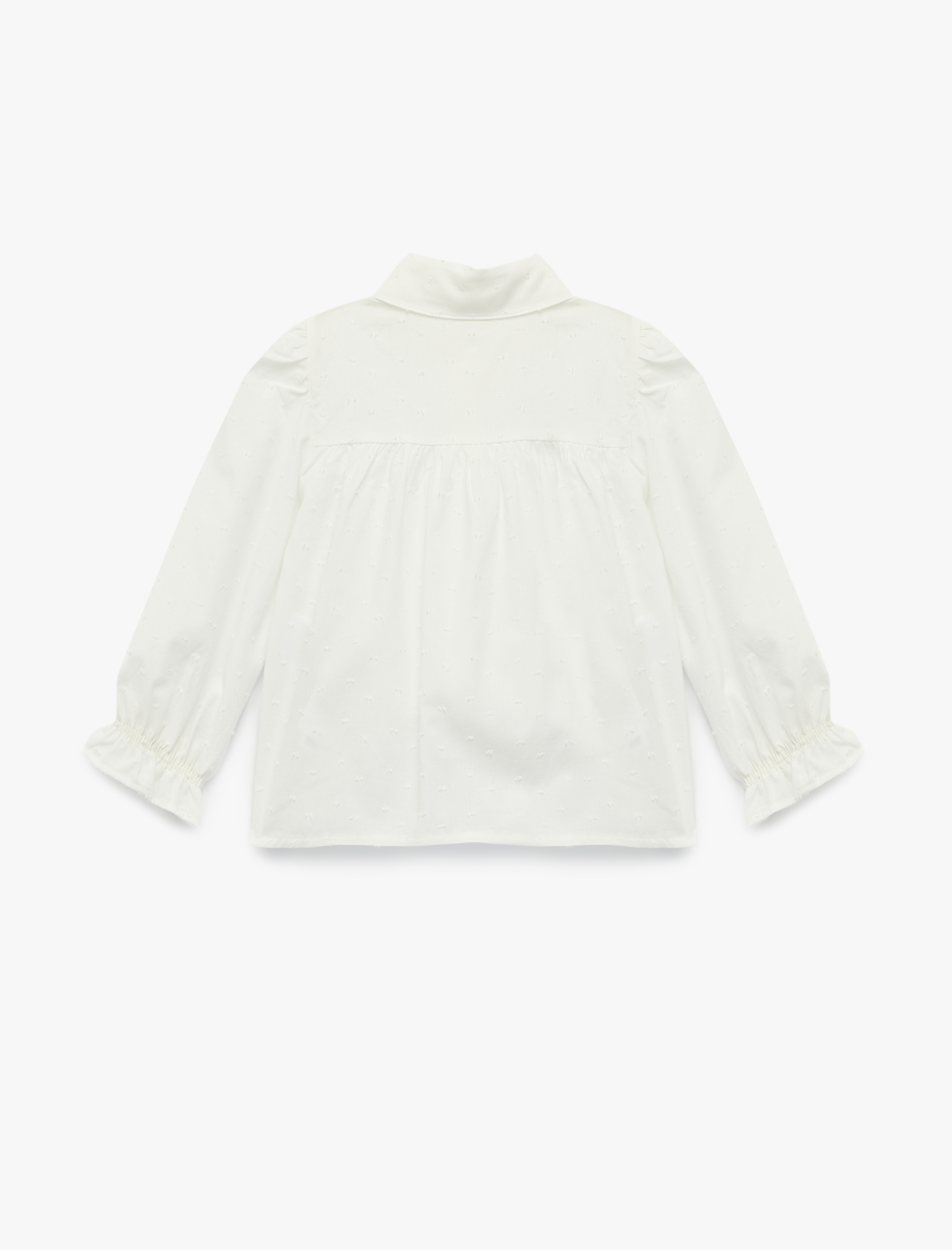  Kız Bebek Pamuklu Uzun Kollu Dokulu Düğmeli Gömlek