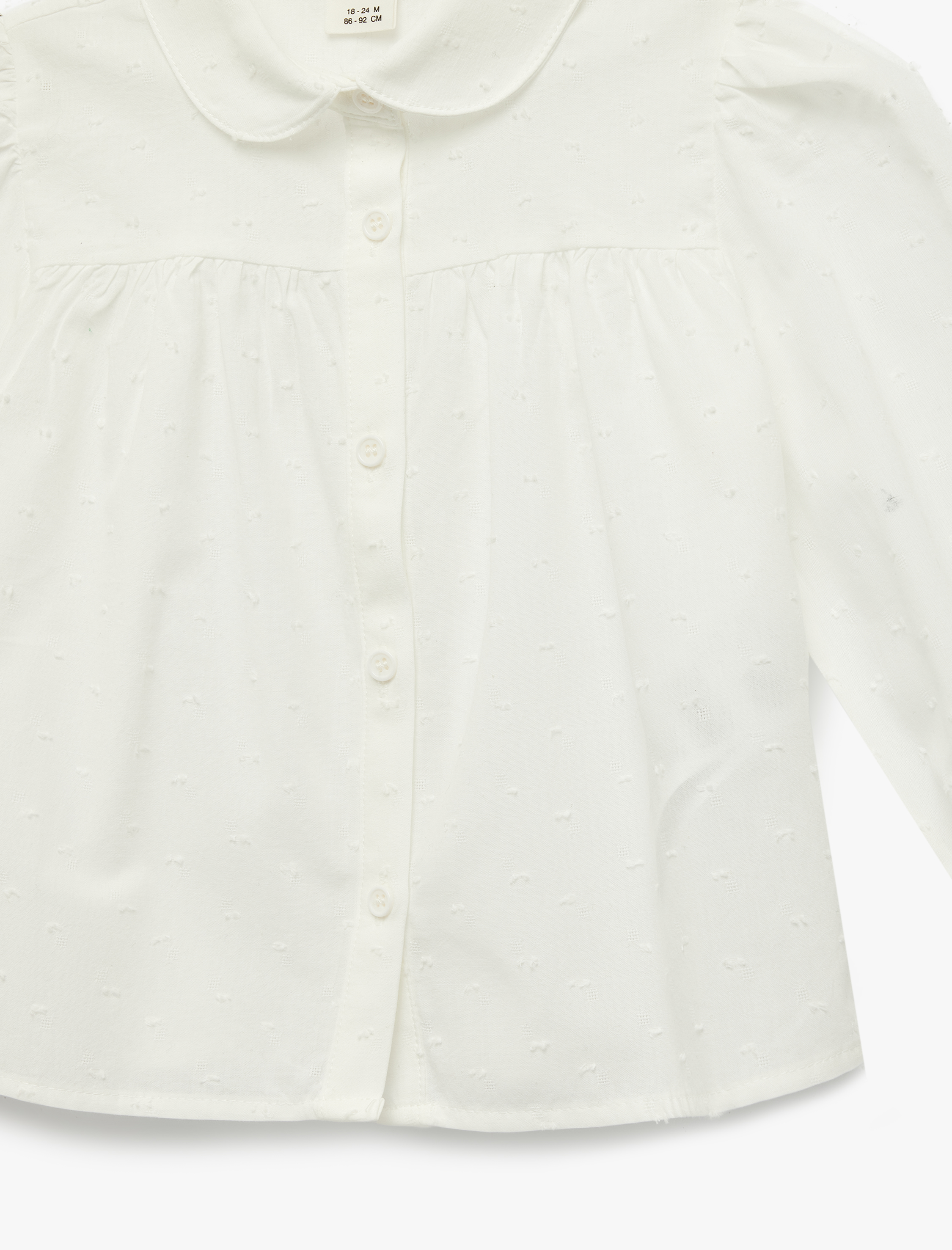  Kız Bebek Pamuklu Uzun Kollu Dokulu Düğmeli Gömlek