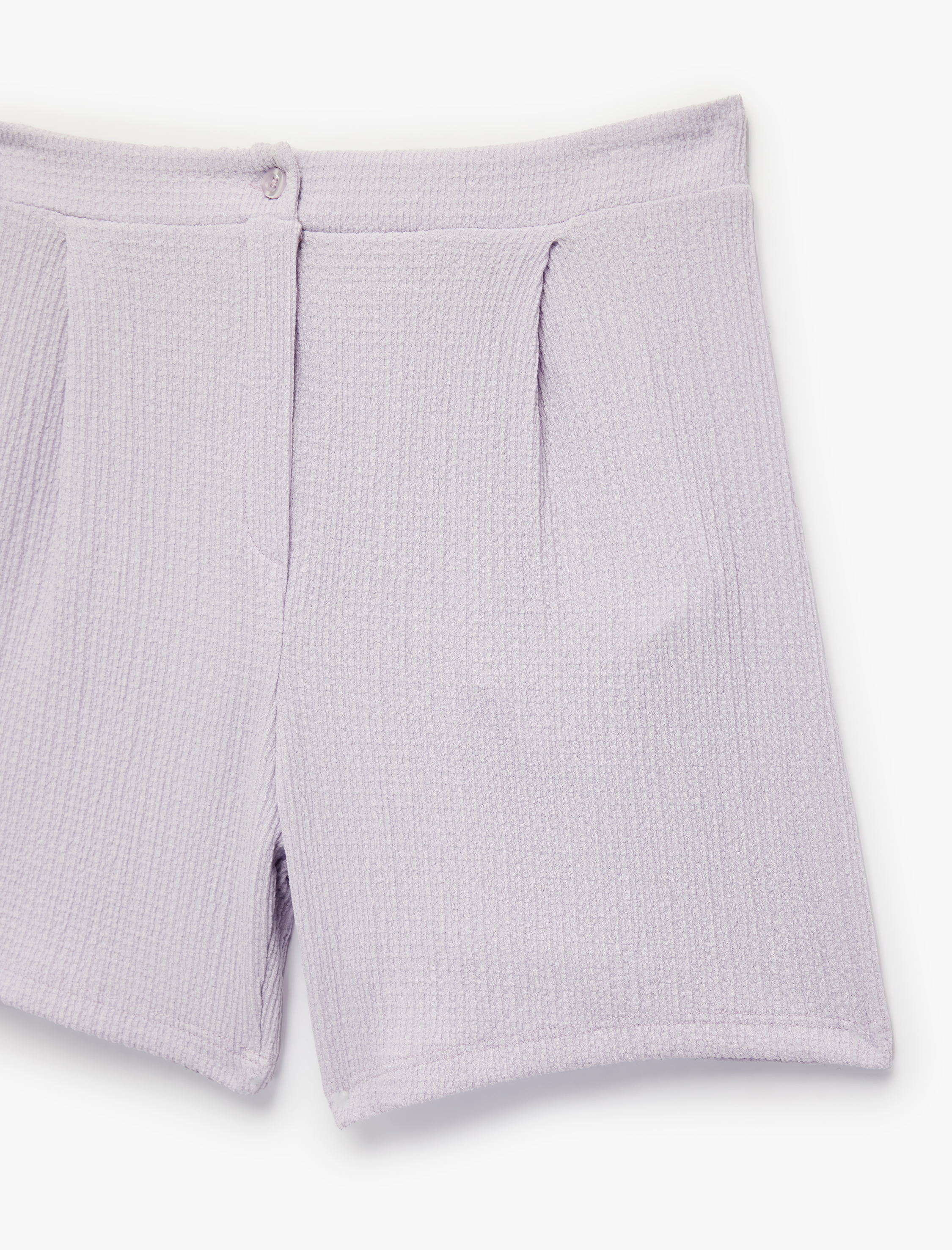  Kız Çocuk Bürümcük Kumaş Normal Bel Pile Detaylı Mini Şort