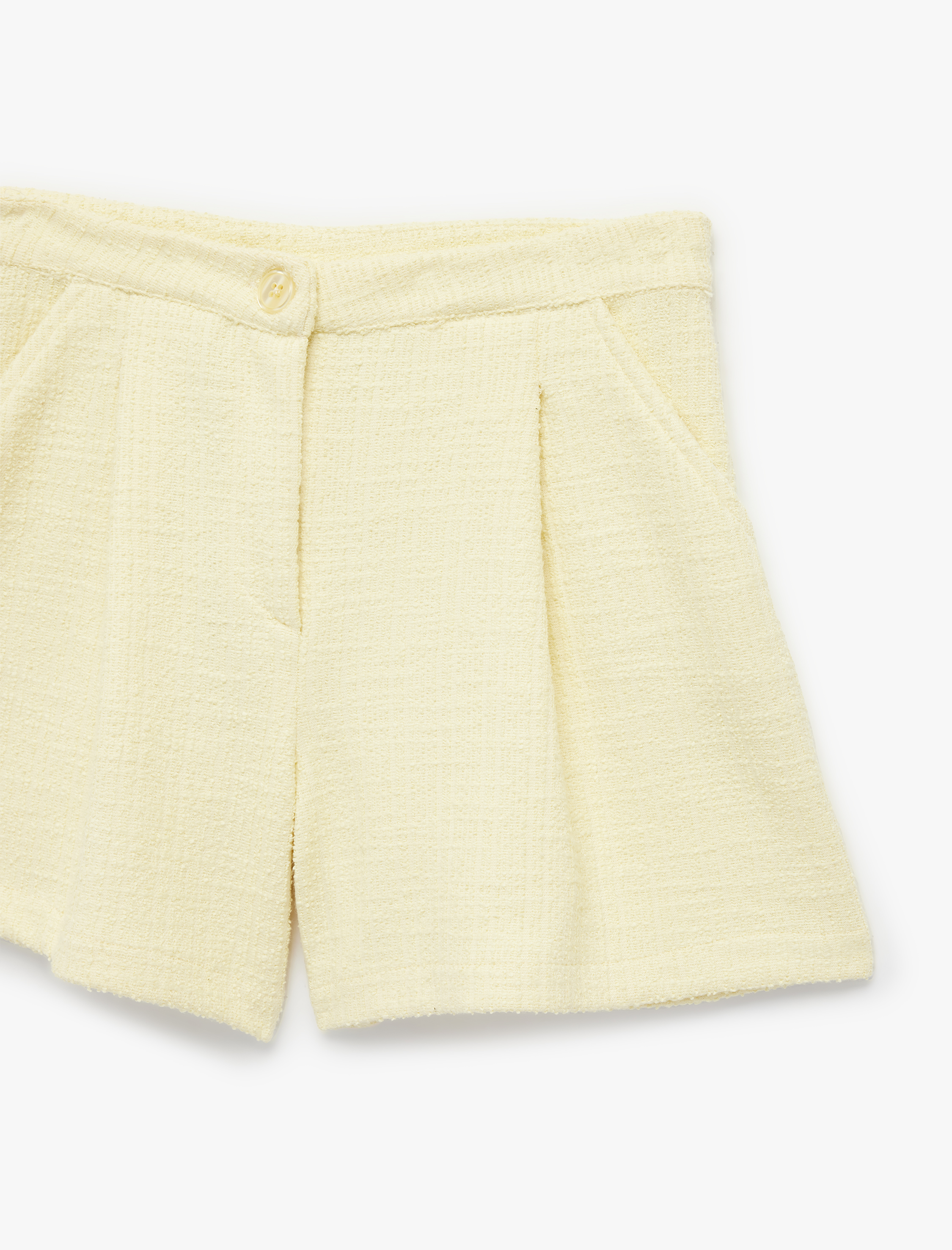  Kız Çocuk Pile Detaylı Cepli Tüvit Mini Şort