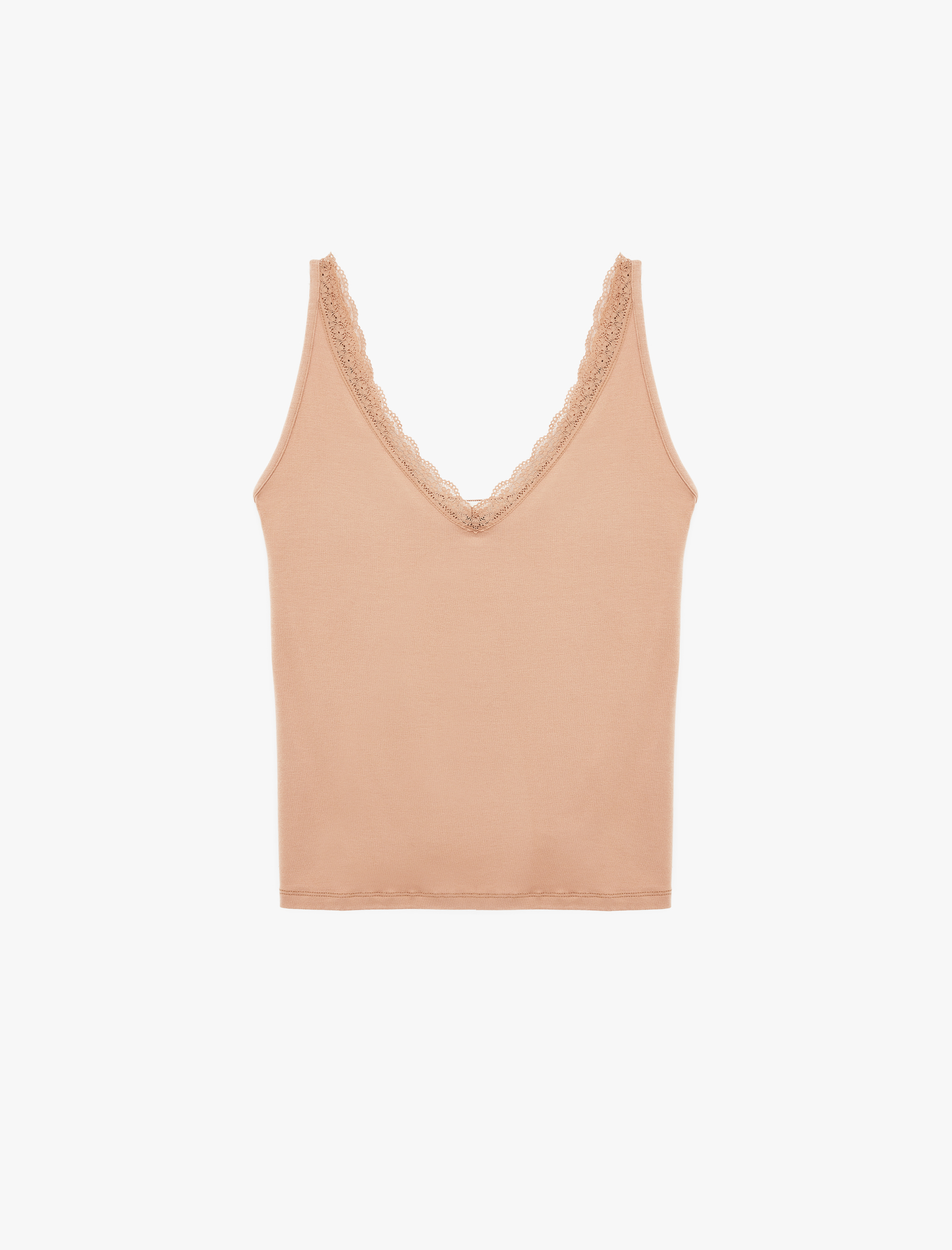   V Yaka Dantel Detaylı Viskon Askılı Pijama Üstü