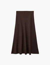 Normal Bel Midi Saten Çan Etek