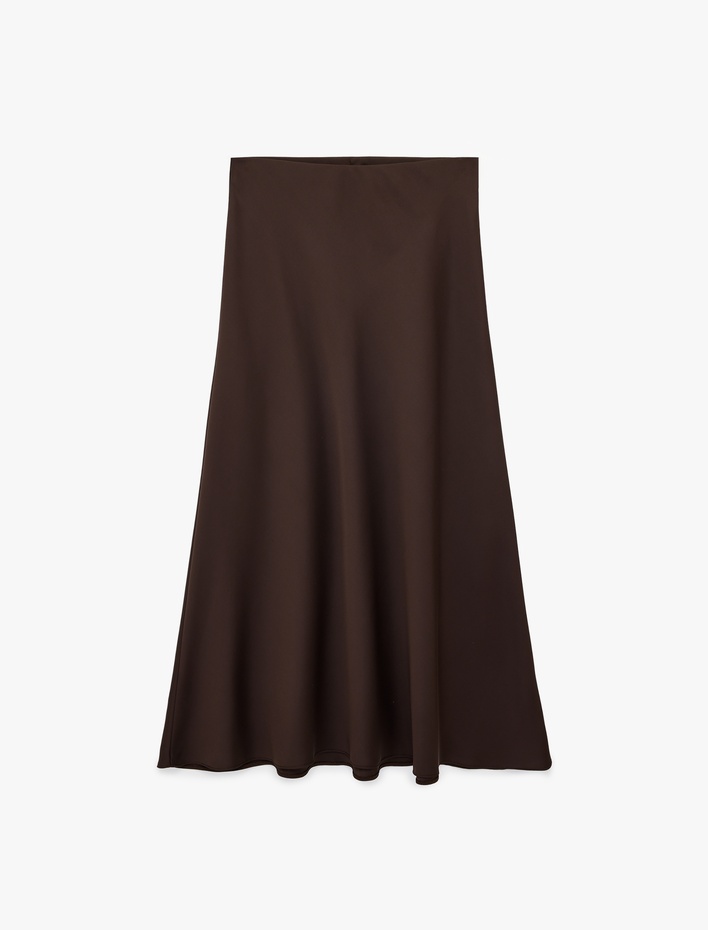  Normal Bel Midi Saten Çan Etek