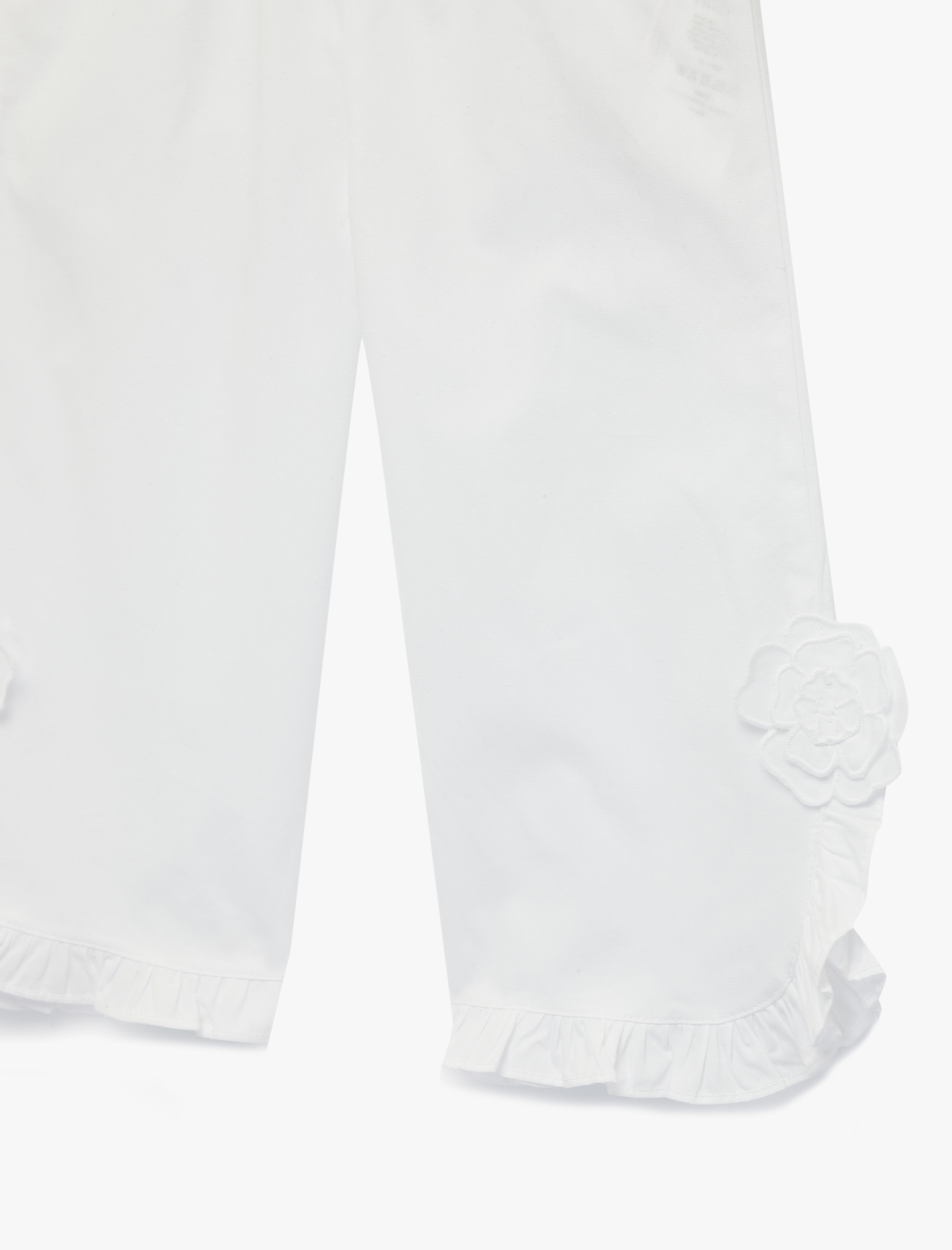  Kız Bebek Beli Lastikli Çiçek Detaylı Pamuklu Poplin Fırfırlı Pantolon