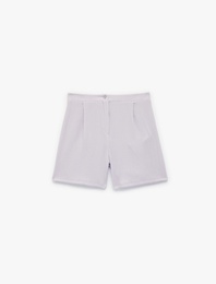 Bürümcük Kumaş Normal Bel Pile Detaylı Mini Şort