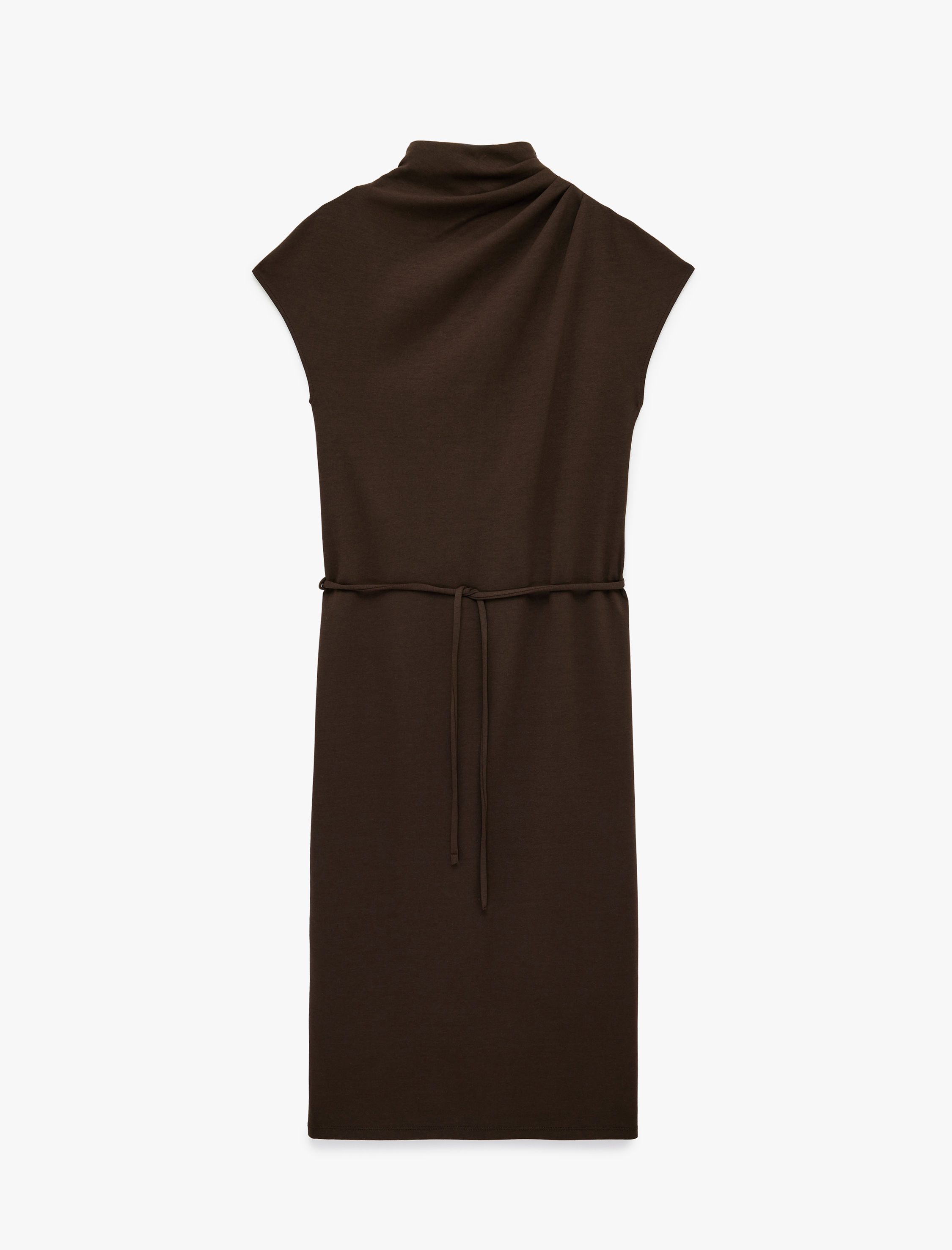   Slim Fit Dik Yaka Bağlama Detaylı Kolsuz Elbise