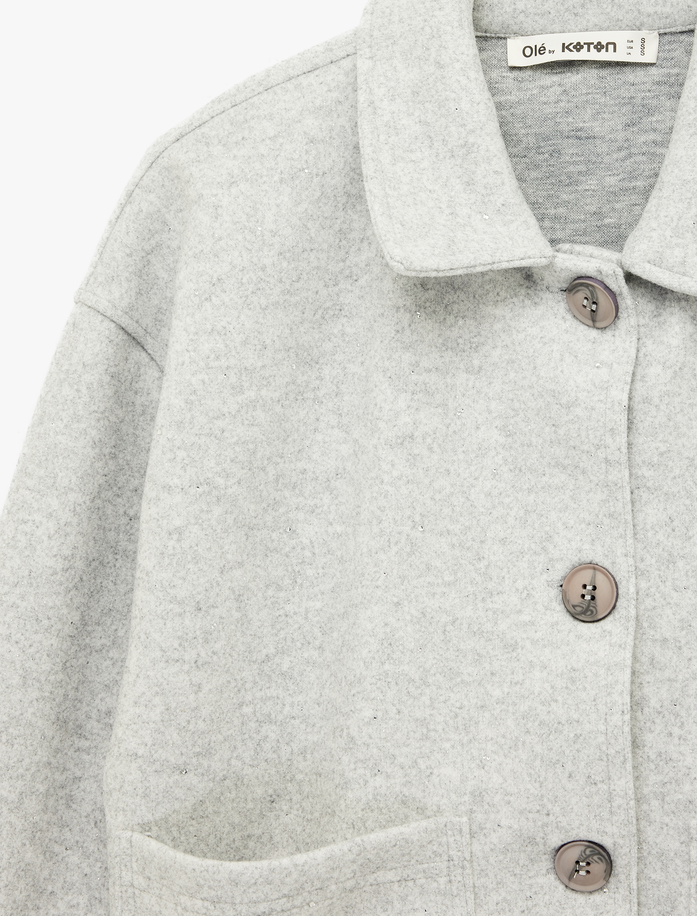   Rahat Kalıp Düğmeli Cepli Uzun Kollu Klasik Yaka Kaşe Sweatshirt