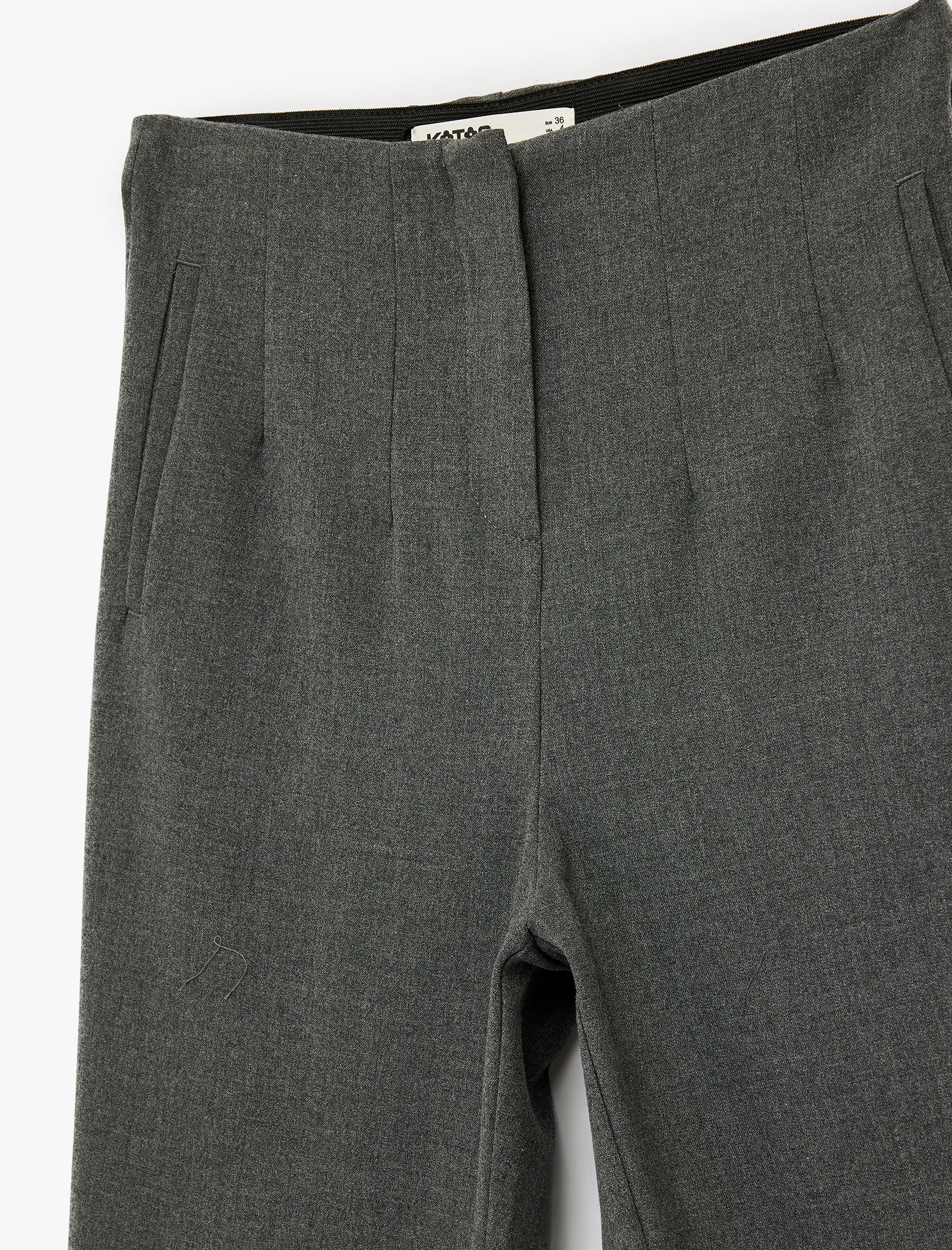   Yüksek Bel Düz Paça Viskon Karışımlı Cepli Cigarette Pantolon