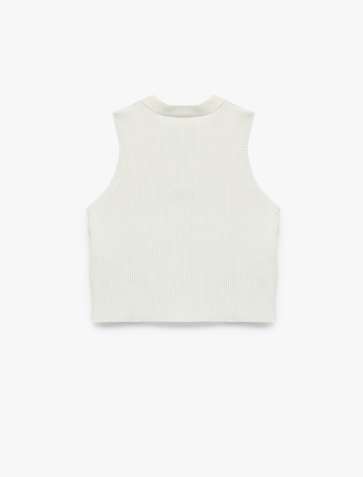 Kız Çocuk V Yaka Kolsuz Viskon Karışımlı Fiyonklu Atlet