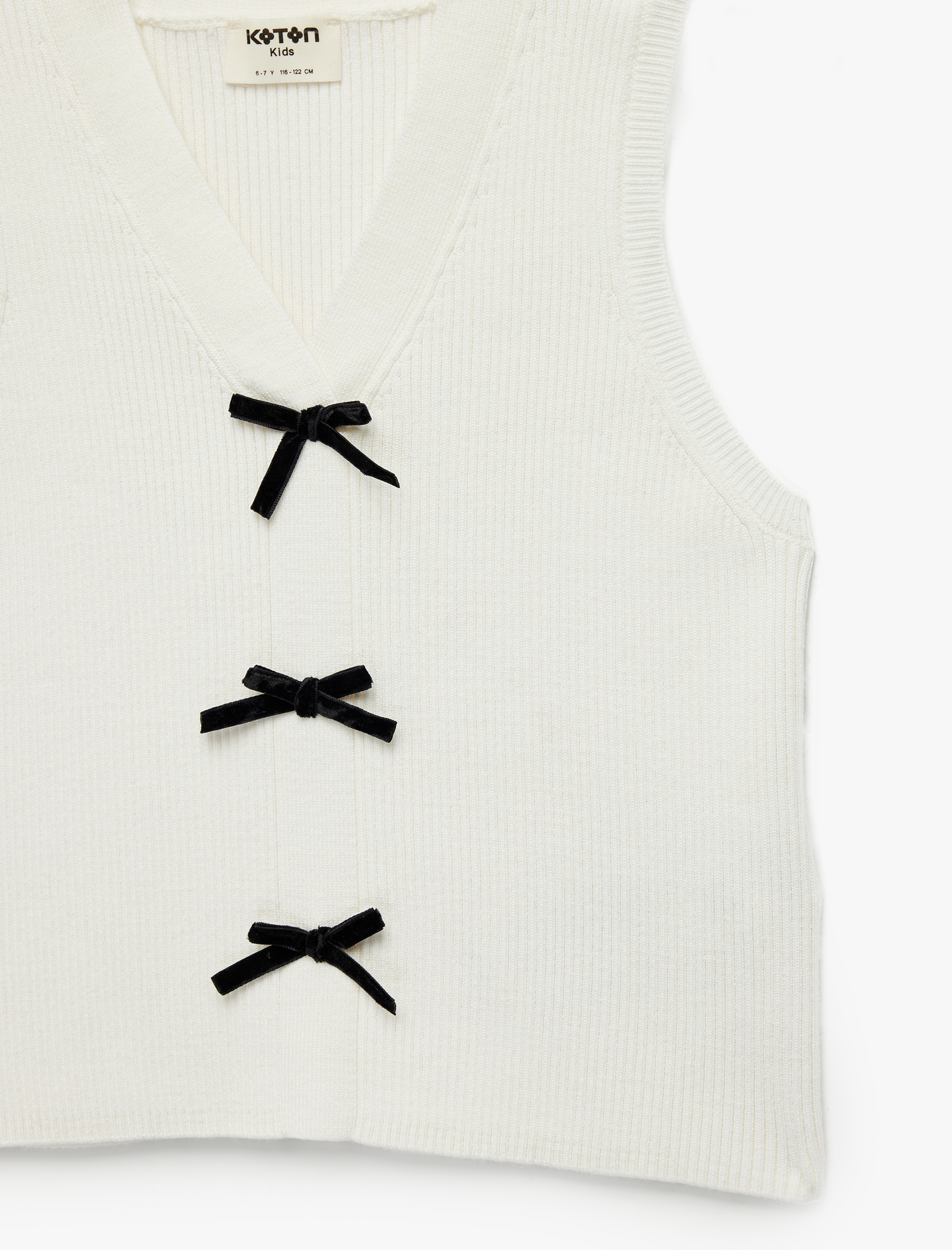  Kız Çocuk V Yaka Kolsuz Viskon Karışımlı Fiyonklu Atlet