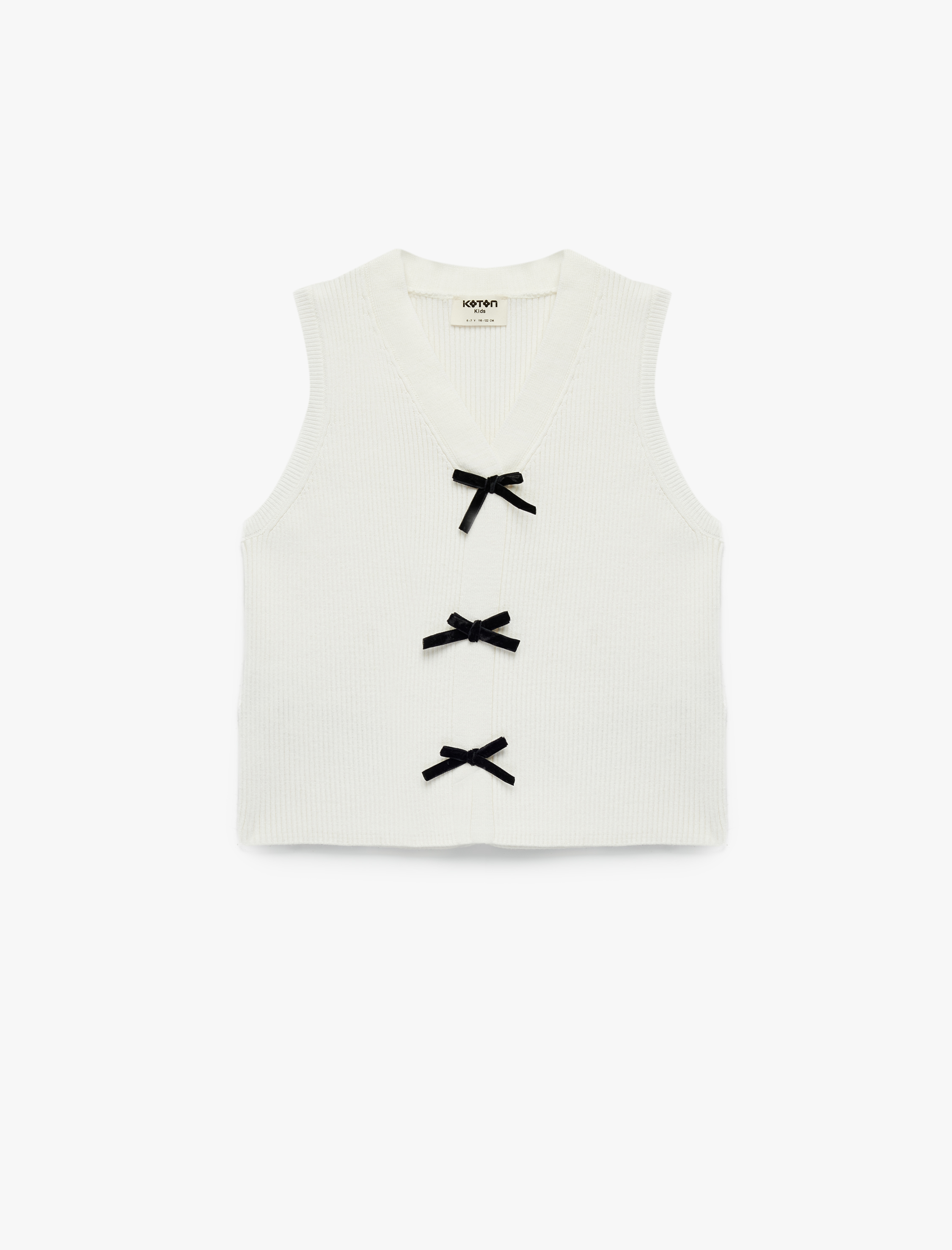  Kız Çocuk V Yaka Kolsuz Viskon Karışımlı Fiyonklu Atlet