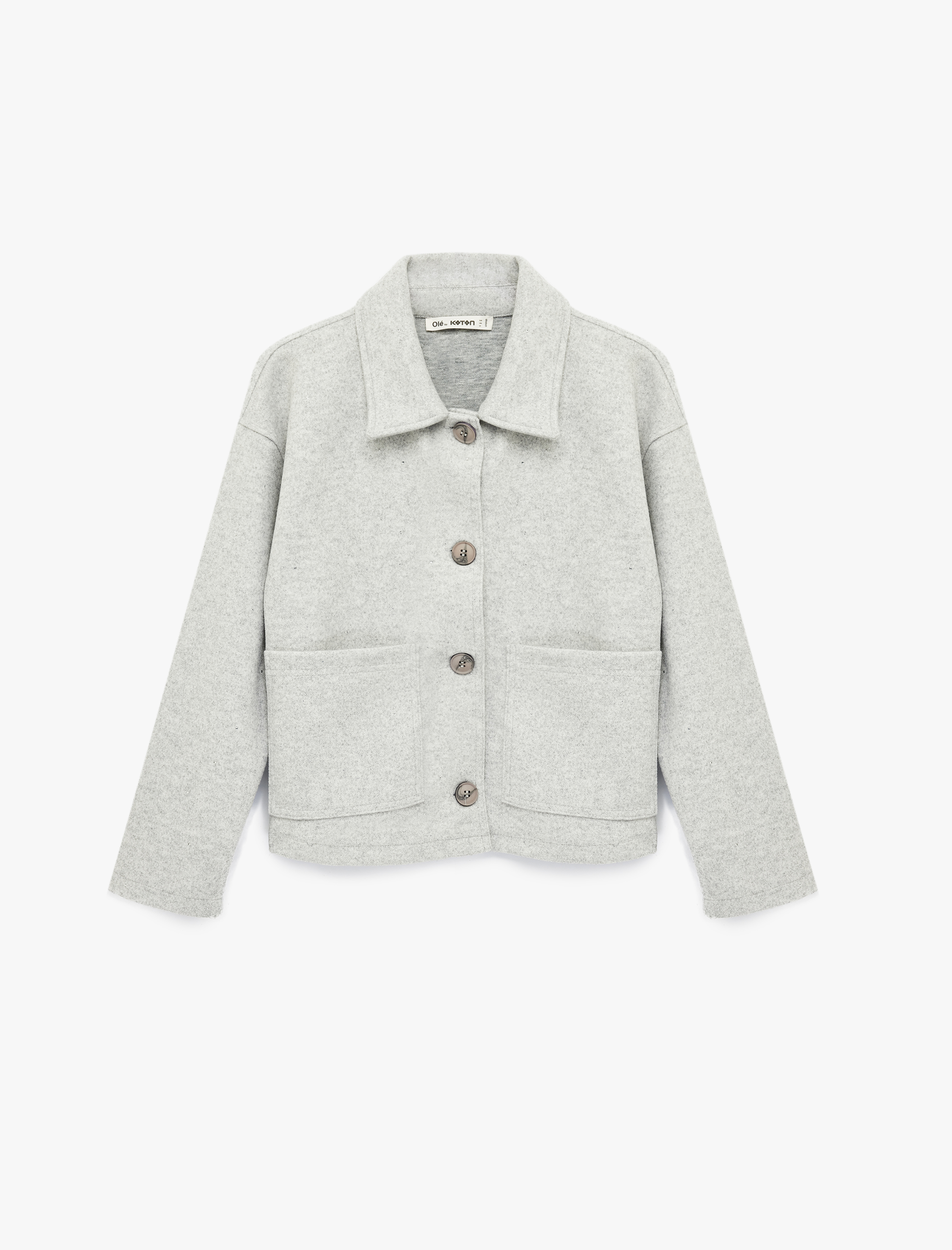   Rahat Kalıp Düğmeli Cepli Uzun Kollu Klasik Yaka Kaşe Sweatshirt