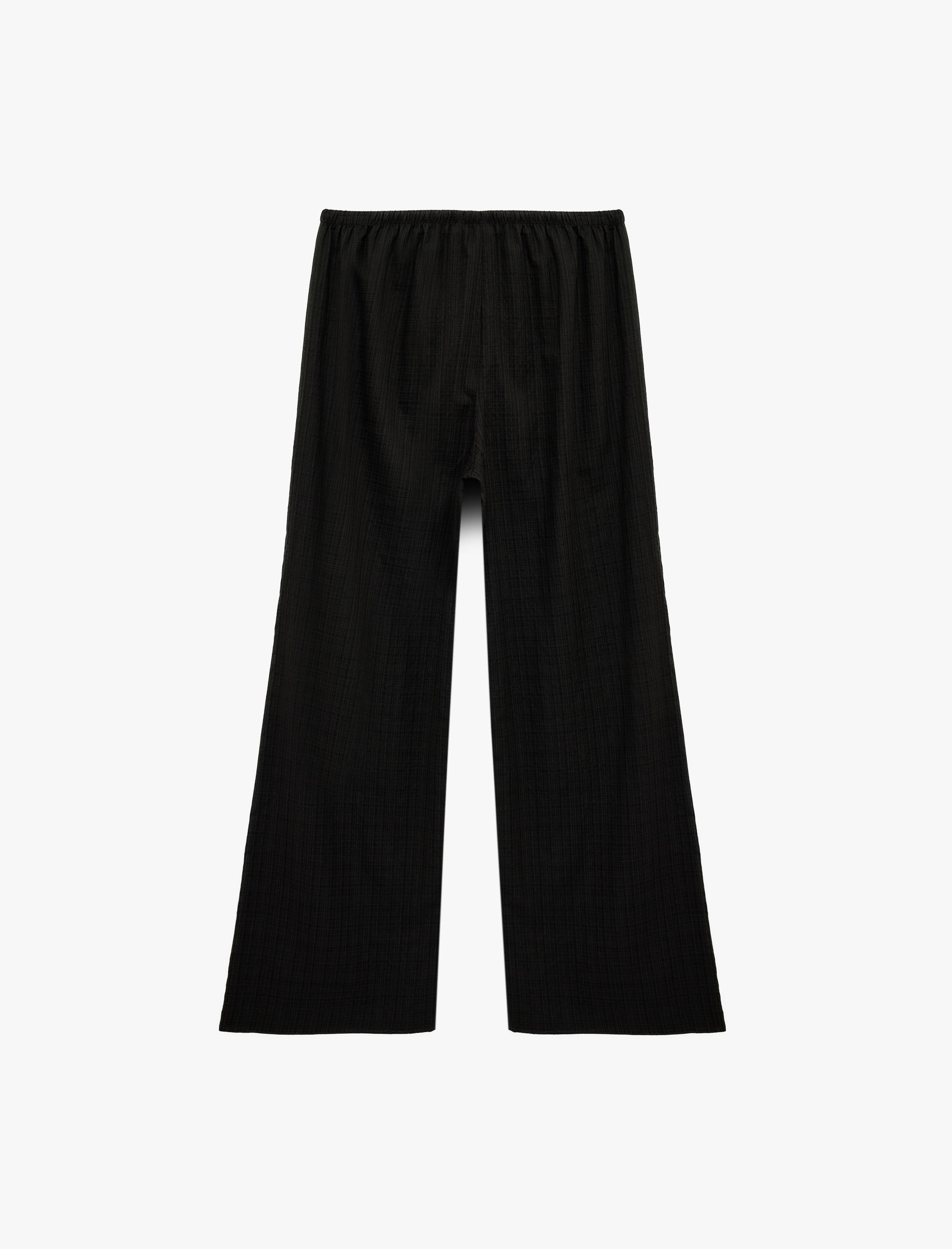   Beli Bağcıklı Viskon Karışımlı Uzun Geniş Paça Pantolon
