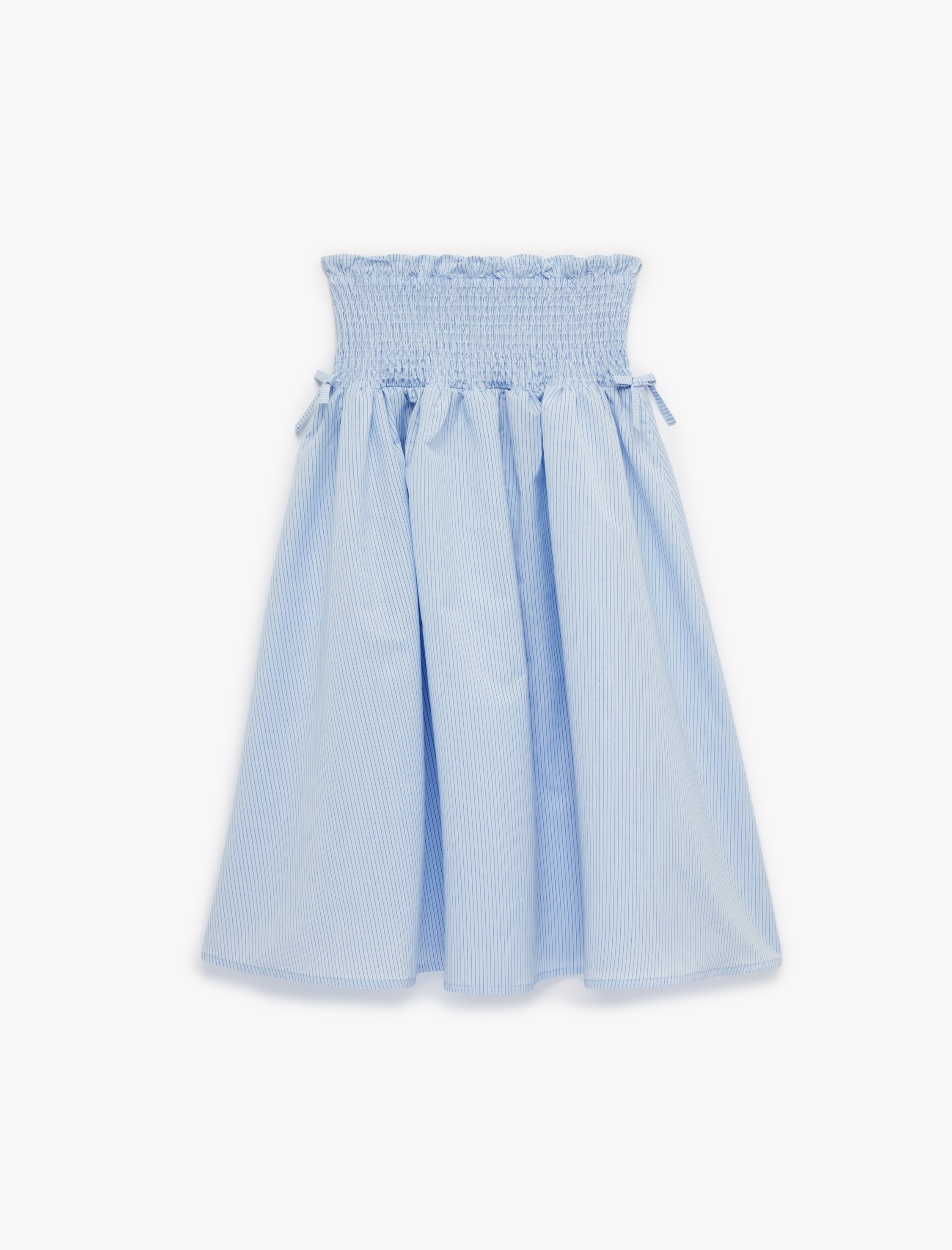  Kız Çocuk Pamuklu A Kesim Gipeli Fiyonklu Yüksek Bel Midi Etek