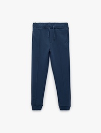 Üç İplik Beli Bağcıklı Cepli Nervürlü Jogger Eşofman Altı