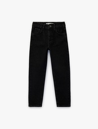 Pamuklu Beli Ayarlanabilir Lastik Detaylı Jean Pantolon