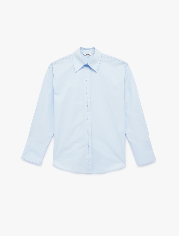  Regular Fit Pamuklu Uzun Kollu Poplin Gömlek