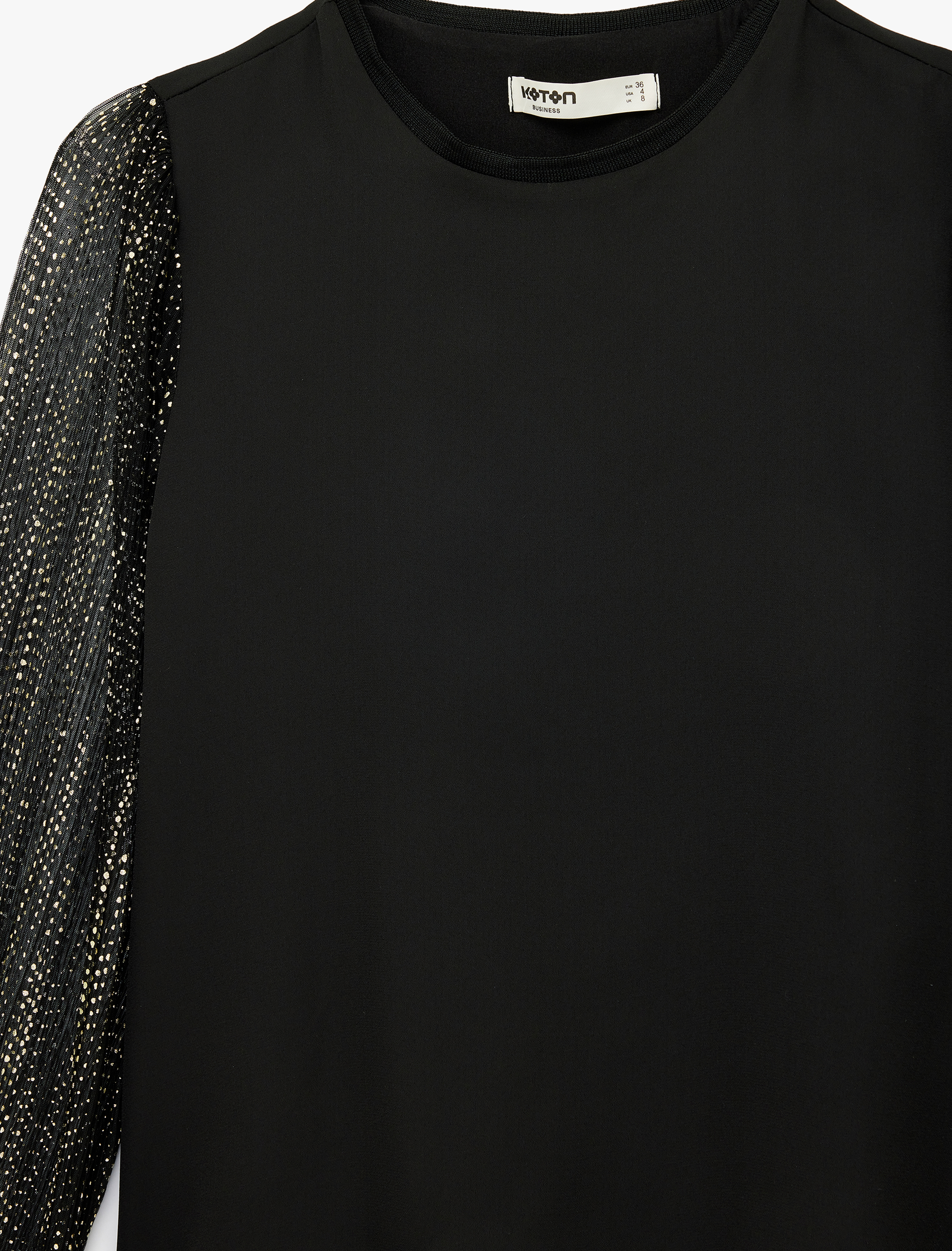   Uzun Kollu Bisiklet Yaka Taş Detaylı Bluz