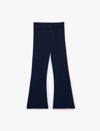 Viskon Karışımlı Slim Fit İspanyol Paça Pantolon