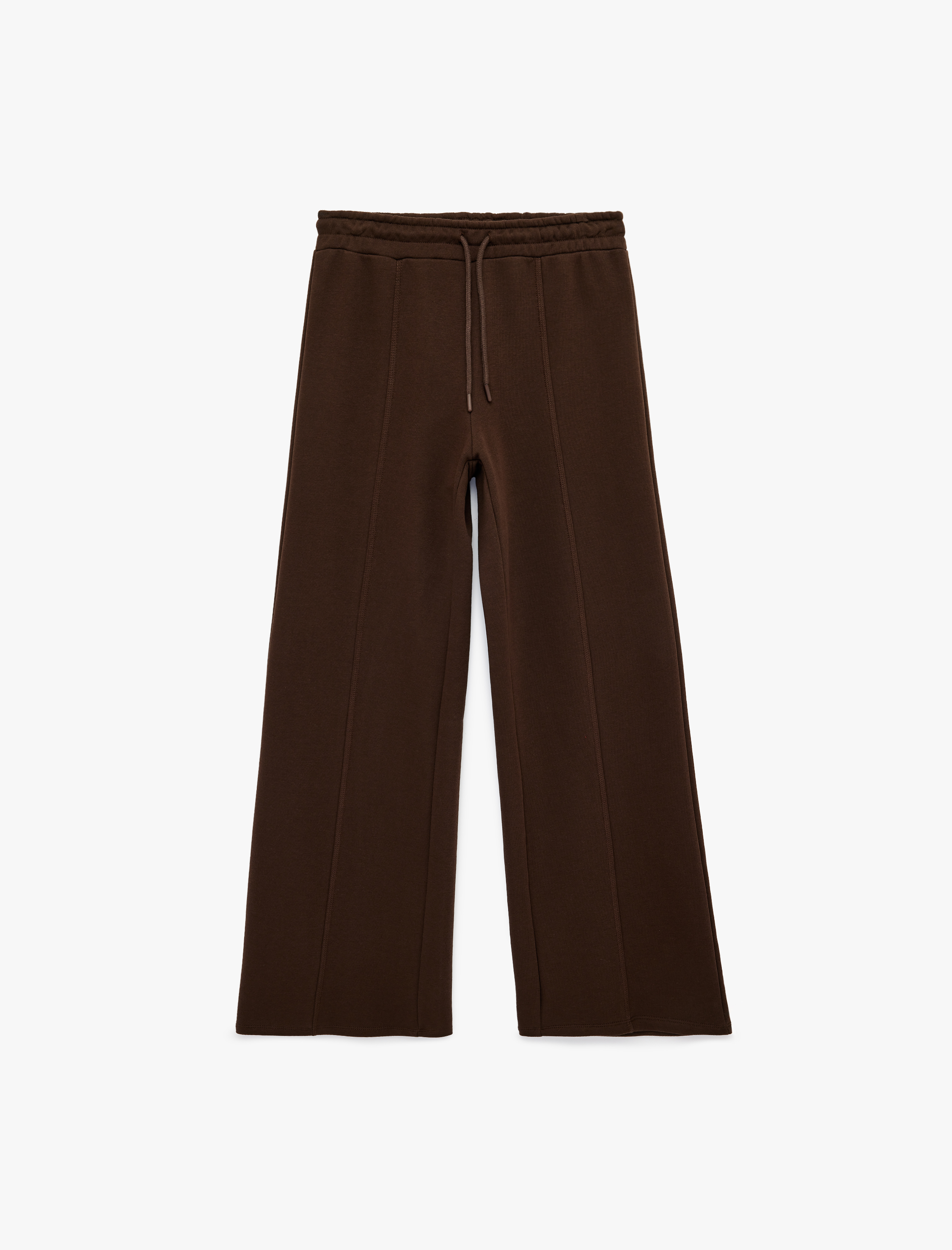   Beli Lastikli Bağlamalı Üç İplik Geniş Paça Nervürlü Eşofman Altı