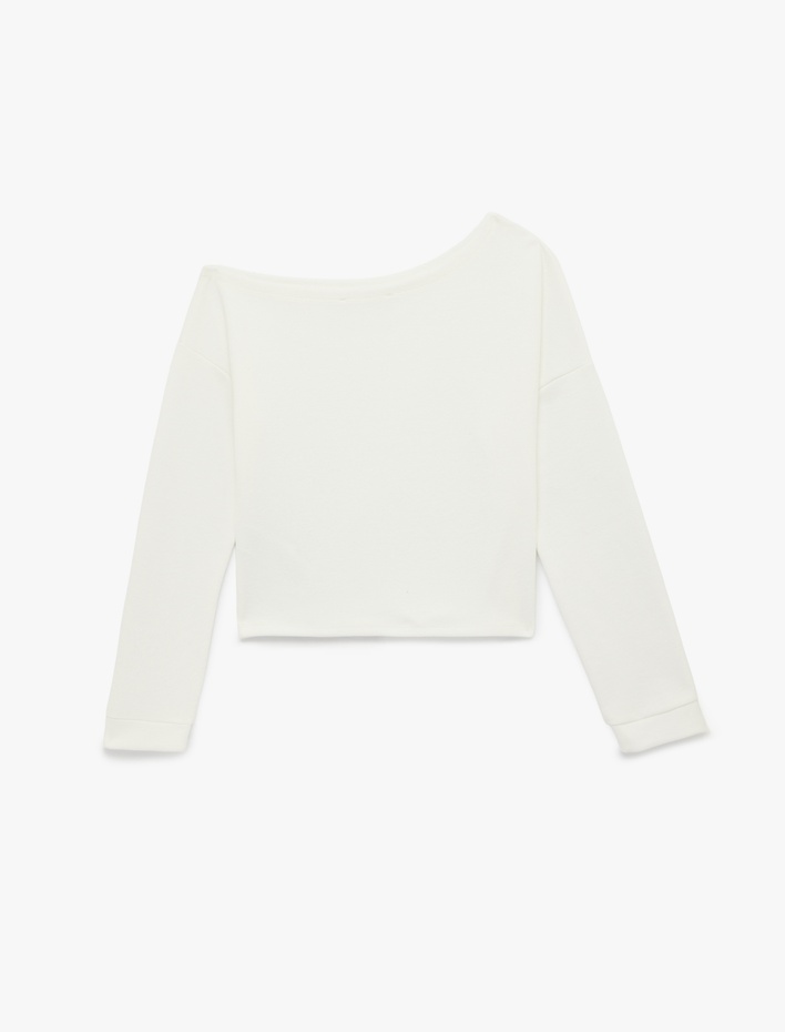  Basic Asimetrik Yaka Uzun Kollu Tişört