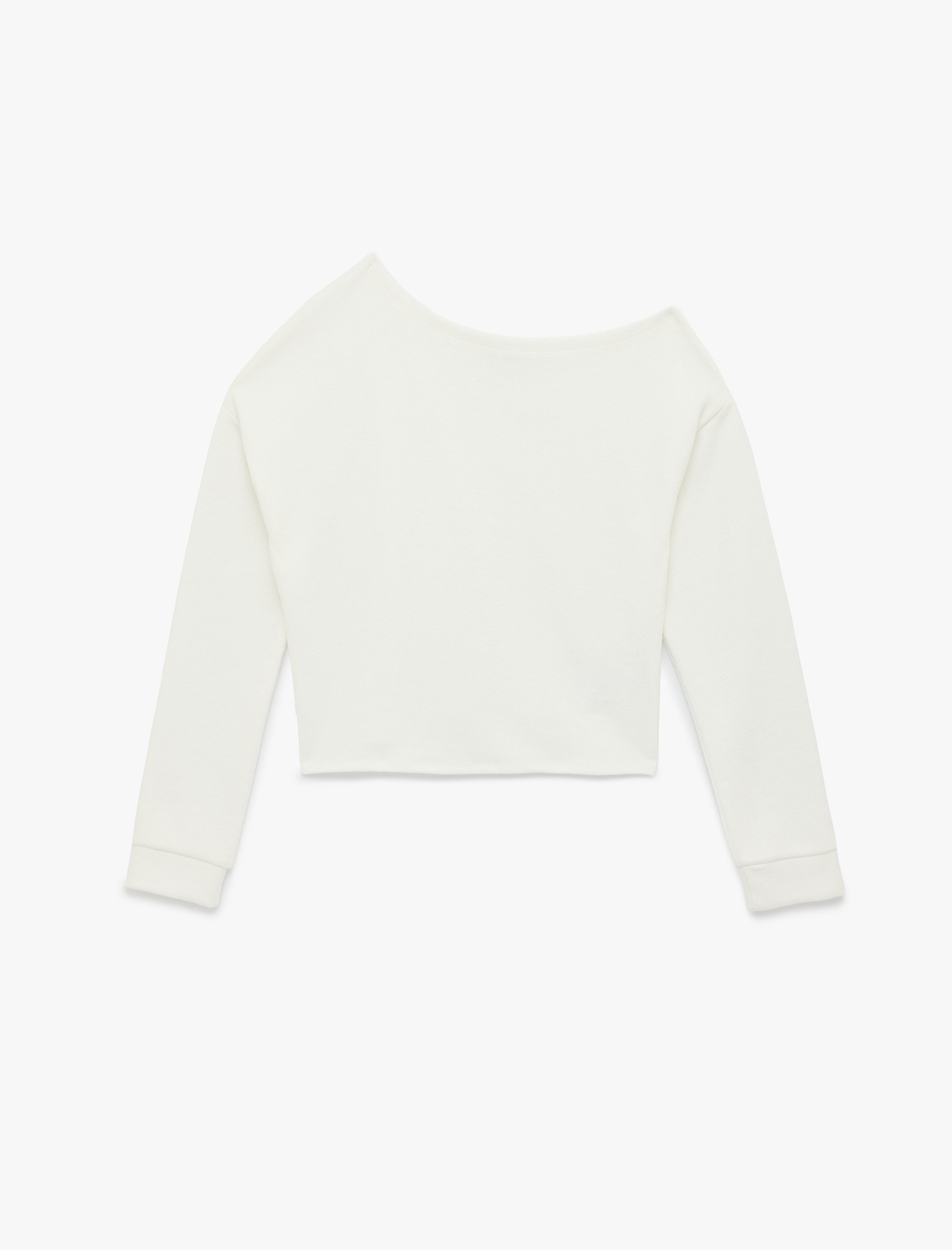   Basic Asimetrik Yaka Uzun Kollu Tişört