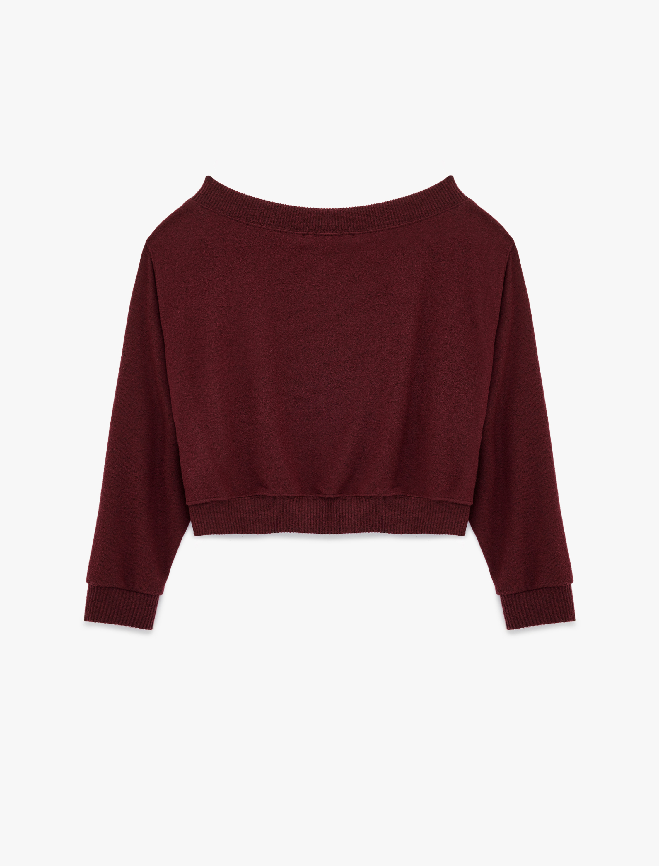   Uzun Kollu Yumuşak Dokulu Omzu Açık Tişört