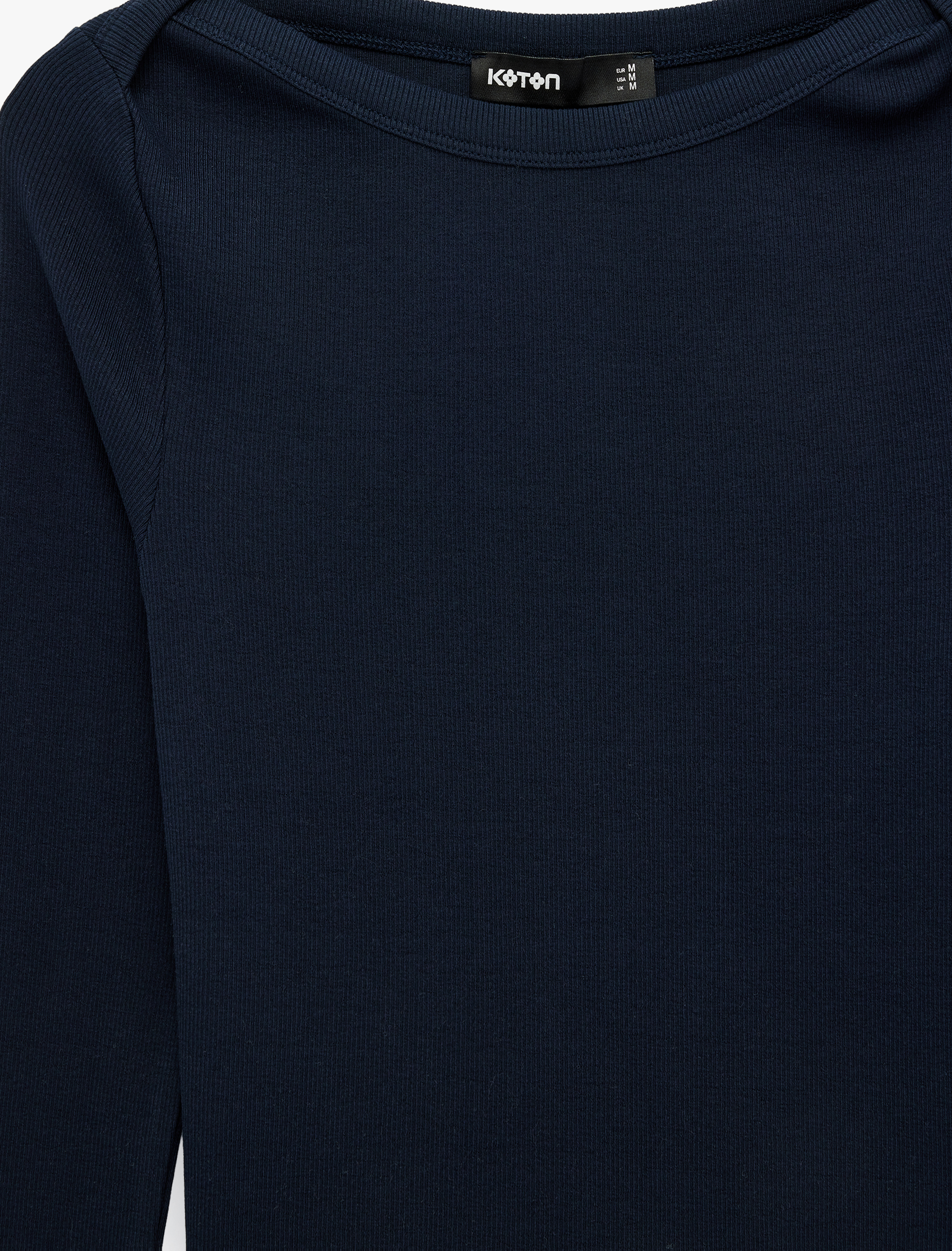   Slim Fit Pamuklu Uzun Kollu Kayık Yaka Tişört