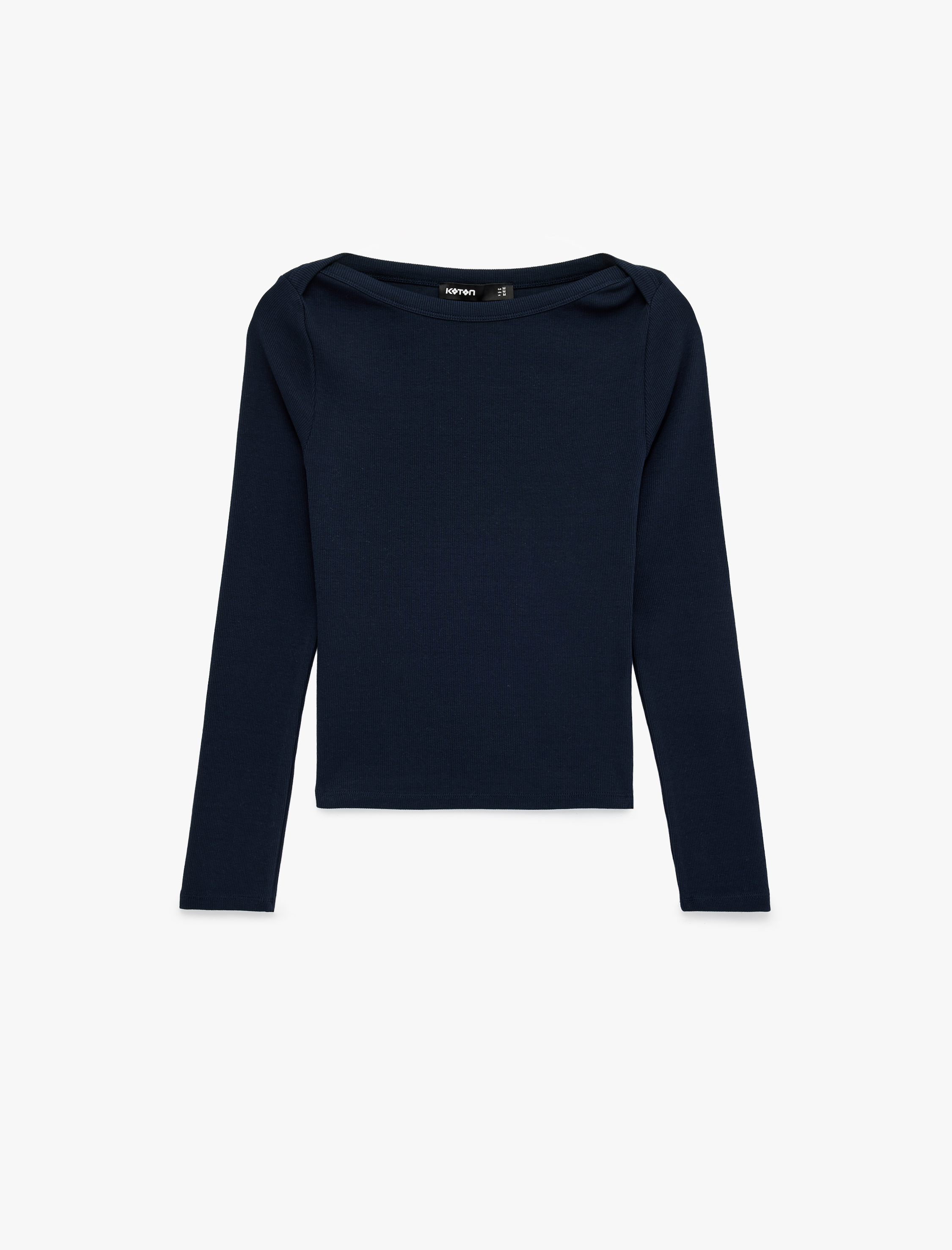   Slim Fit Pamuklu Uzun Kollu Kayık Yaka Tişört