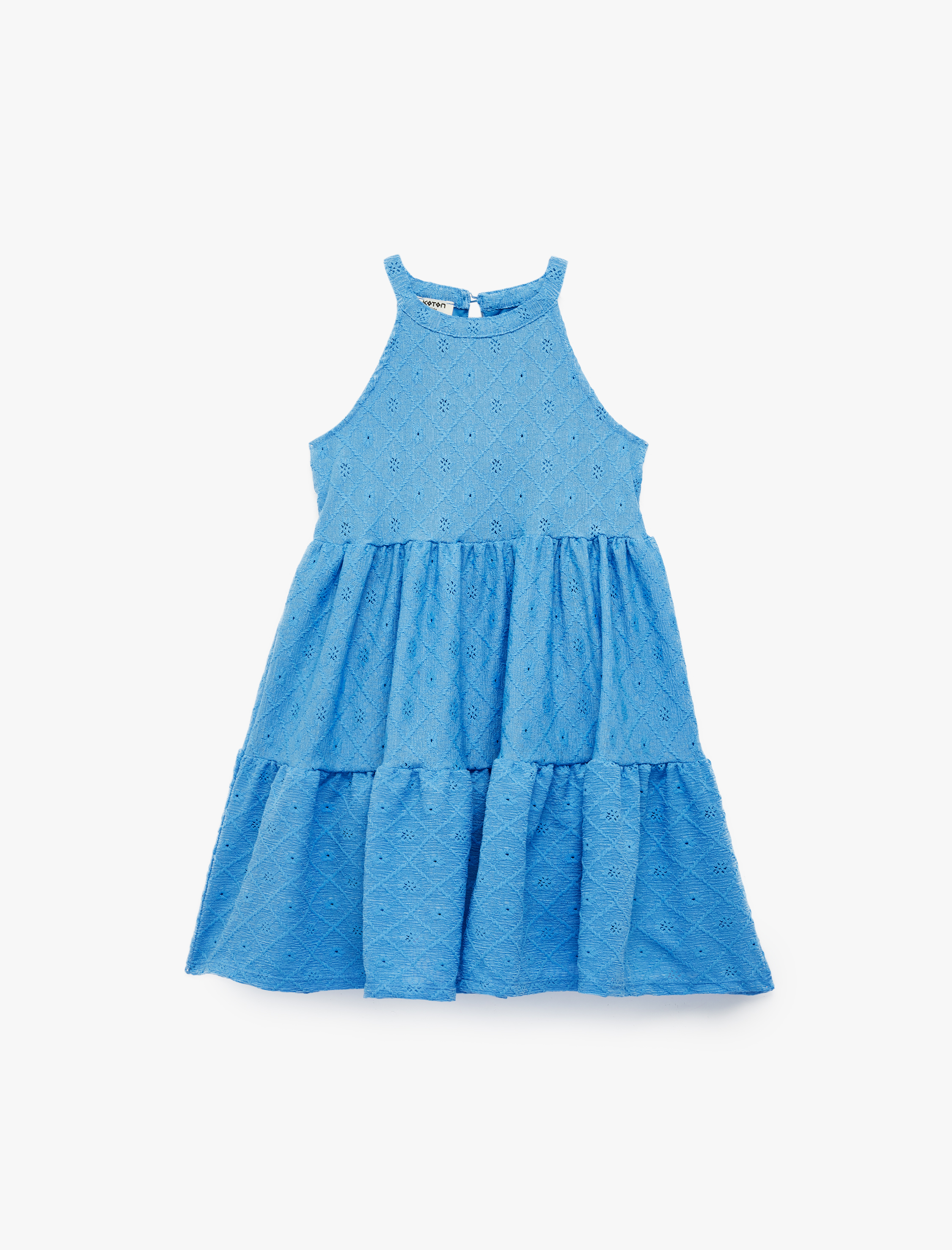  Kız Çocuk Halter Yaka Kolsuz Fisto Mini Elbise