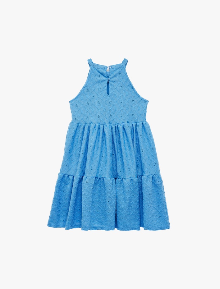 Kız Çocuk Halter Yaka Kolsuz Fisto Mini Elbise