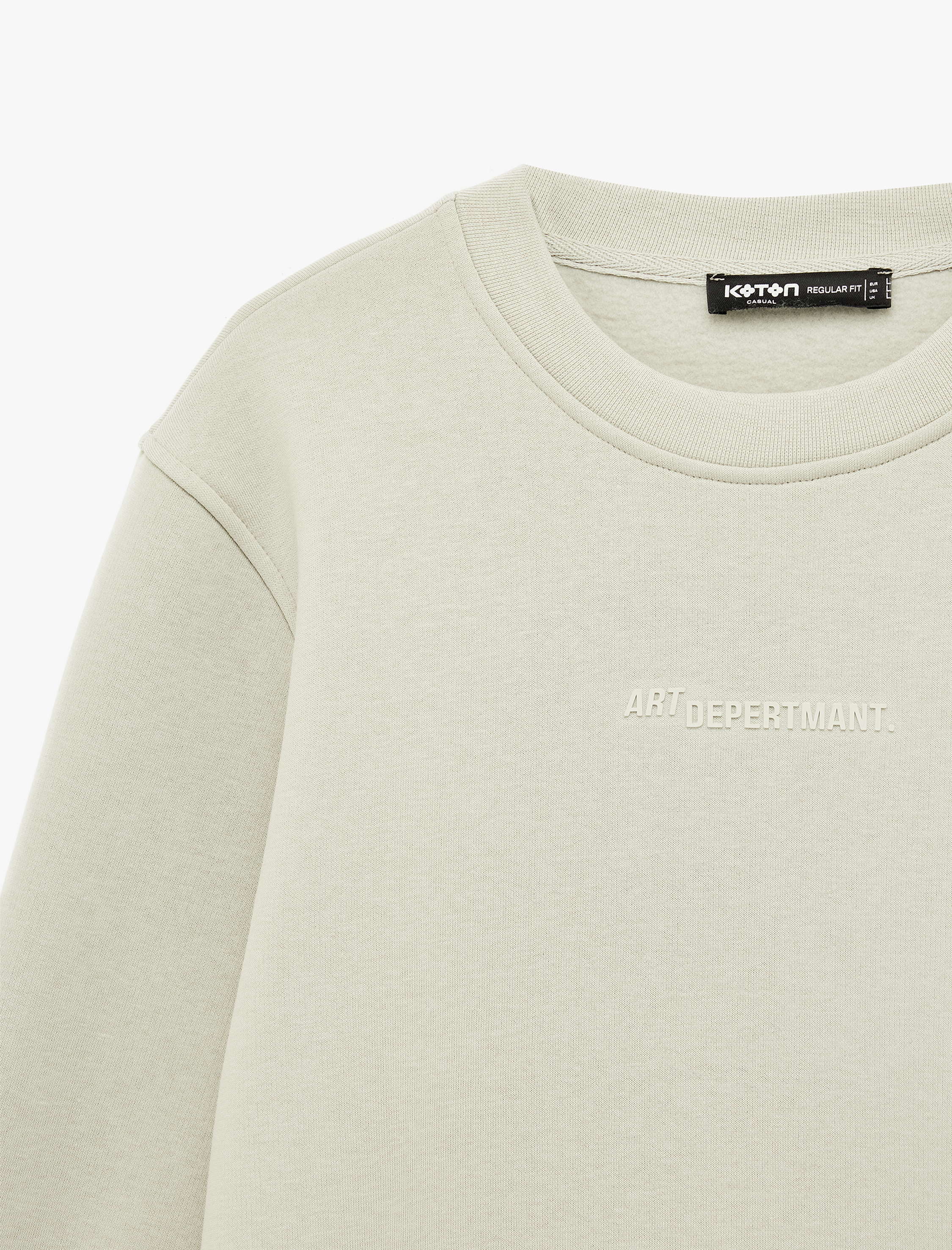   Uzun Kollu Şardonlu Bisiklet Yaka Baskılı Sweatshirt