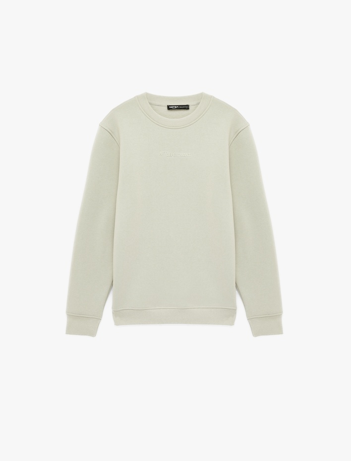  Uzun Kollu Şardonlu Bisiklet Yaka Baskılı Sweatshirt