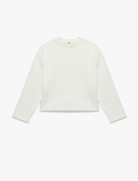 Pamuk Karışımlı Uzun Kollu Bisiklet Yaka Tişört