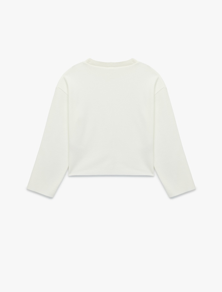 Kız Çocuk Pamuk Karışımlı Uzun Kollu Bisiklet Yaka Tişört