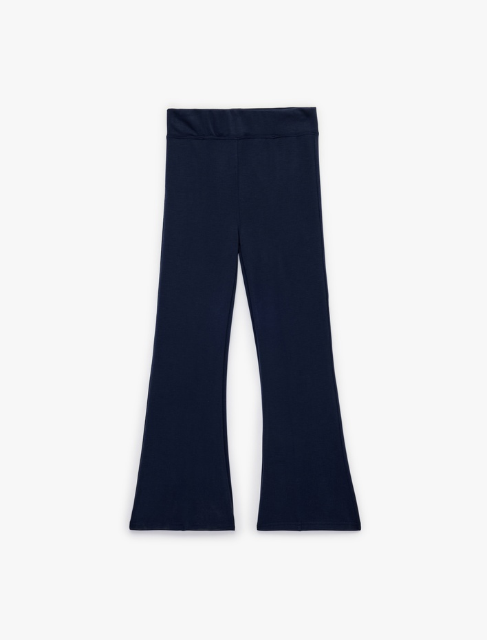 Kız Çocuk Viskon Karışımlı Slim Fit İspanyol Paça Pantolon