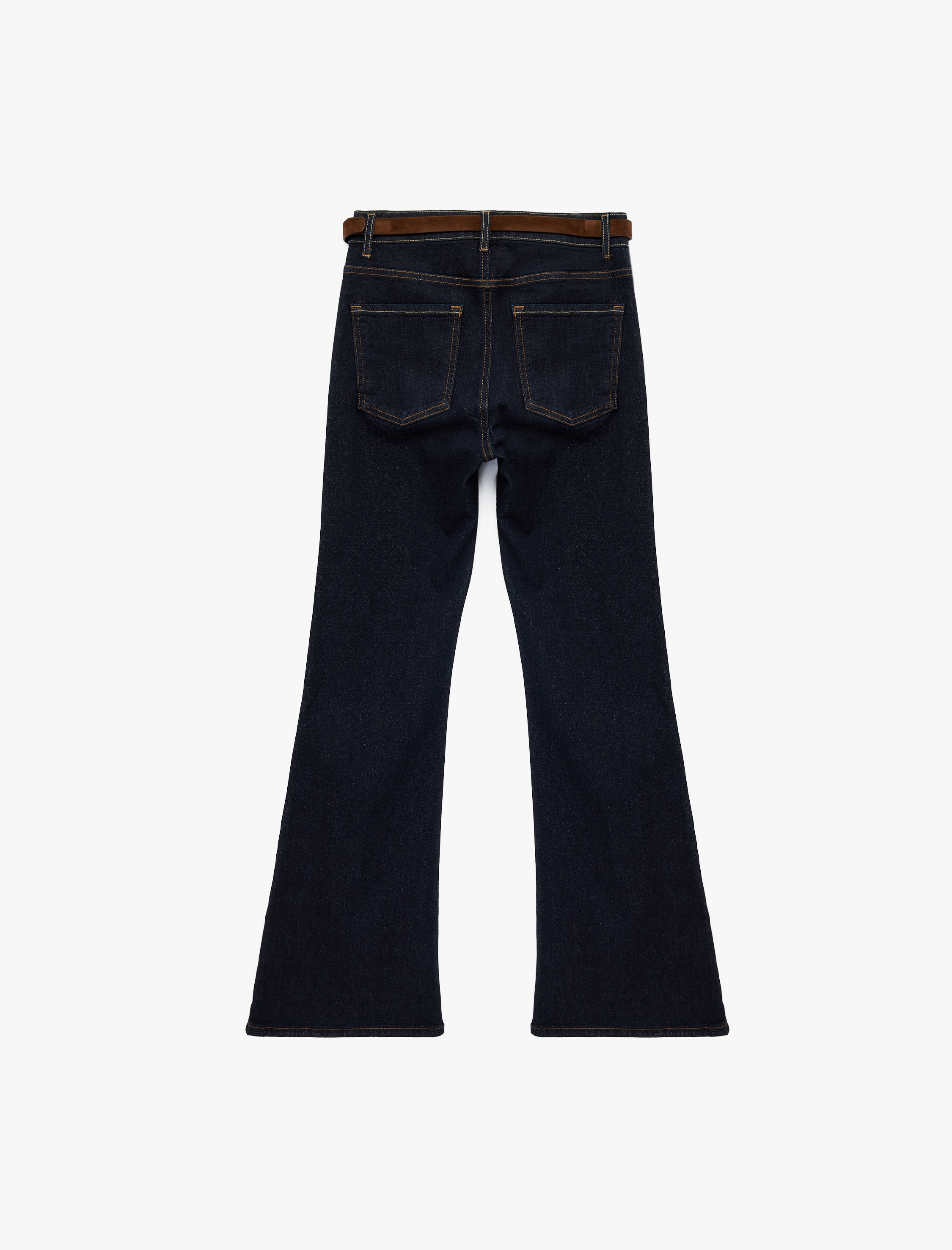   Pamuklu Kemerli İspanyol Paça Dar Kesim Denim Pantolon - Flare Jeans