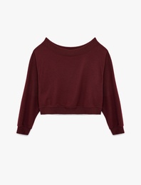 Uzun Kollu Yumuşak Dokulu Omzu Açık Tişört