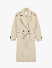 Trenç Kaban Kaşe Kruvaze Kemerli Cepli Uzun Kollu