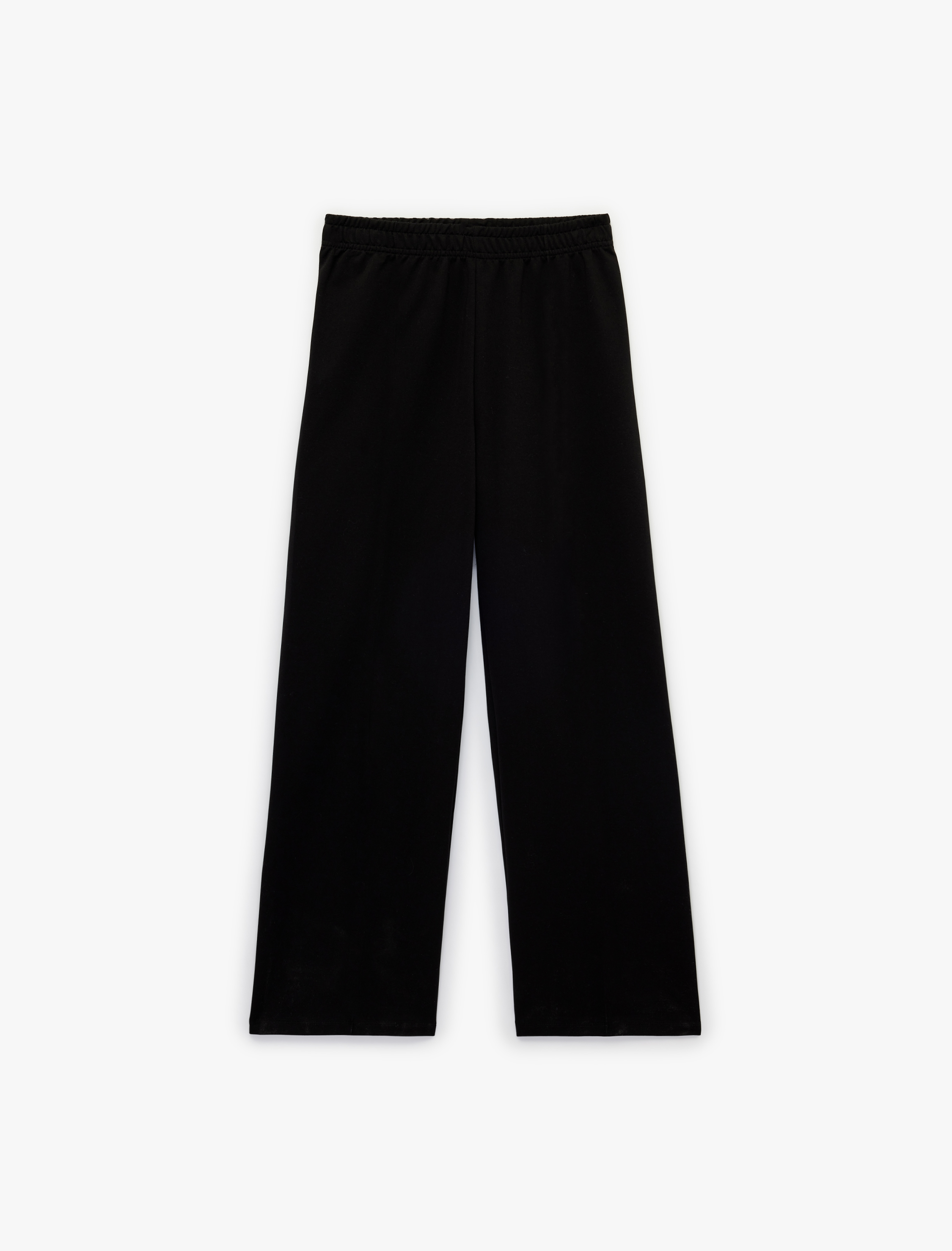  Kız Çocuk Pamuklu Beli Lastikli Nervürlü Geniş Paça Eşofman Altı