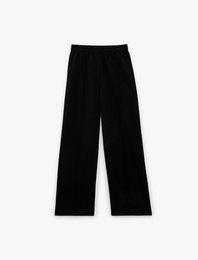 Pamuklu Beli Lastikli Nervürlü Geniş Paça Eşofman Altı