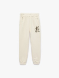 Ayıcık Baskılı Cepli Beli Lastikli Şardonlu Jogger Eşofman Altı