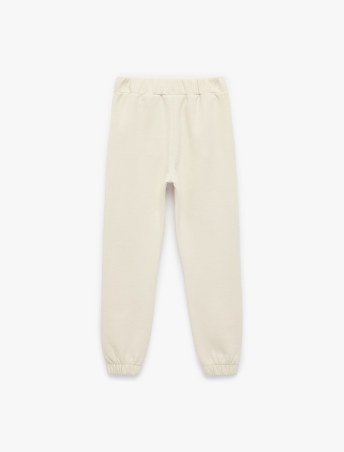 Kız Çocuk Ayıcık Baskılı Cepli Beli Lastikli Şardonlu Jogger Eşofman Altı