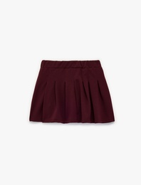 Krep Scuba Kumaş Pileli Mini Etek